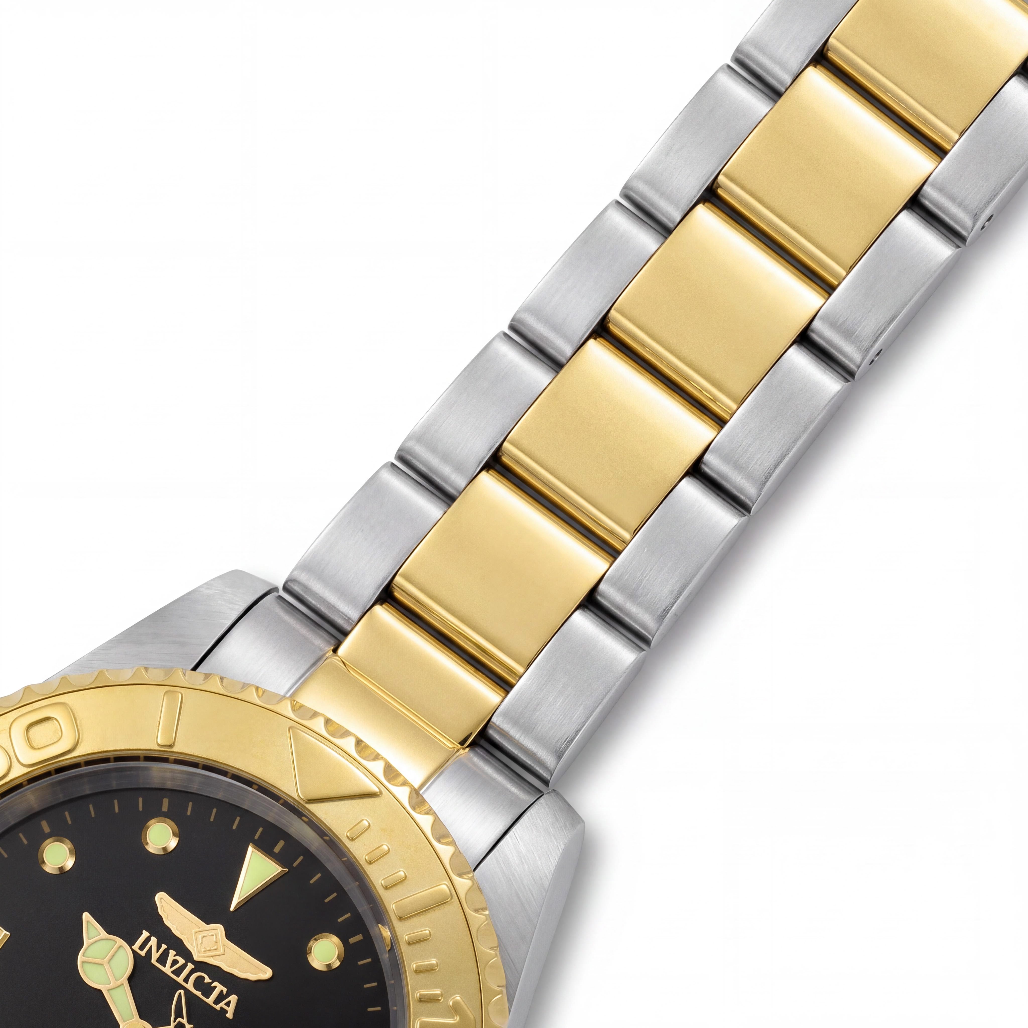 Invicta Men's 37.5mm Bracelet Watch with Two Tone Stainless Steel Case, Black Dial, Date, 200M Water Resistant, Photo 3