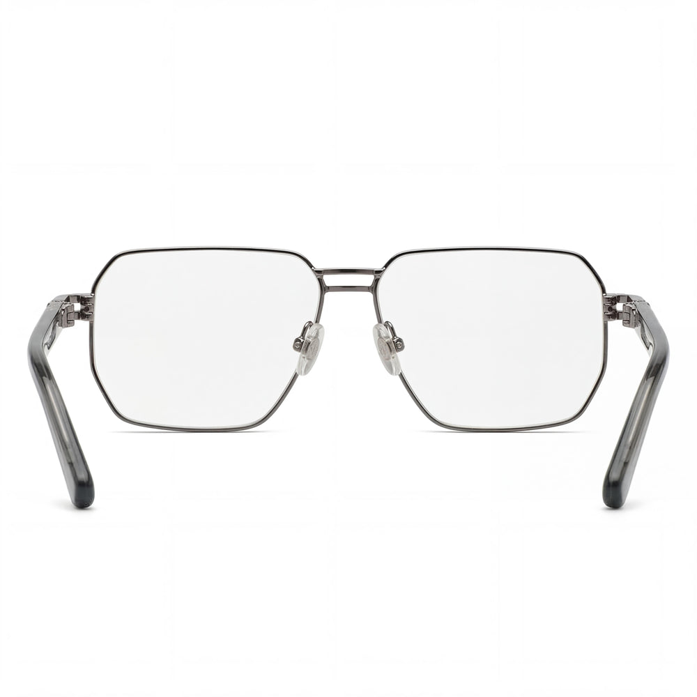 Philipp Plein Vpp114m Men's Shiny Ruthenium Finish Stainless Steel Optical Frame Eyeglasses 58mm