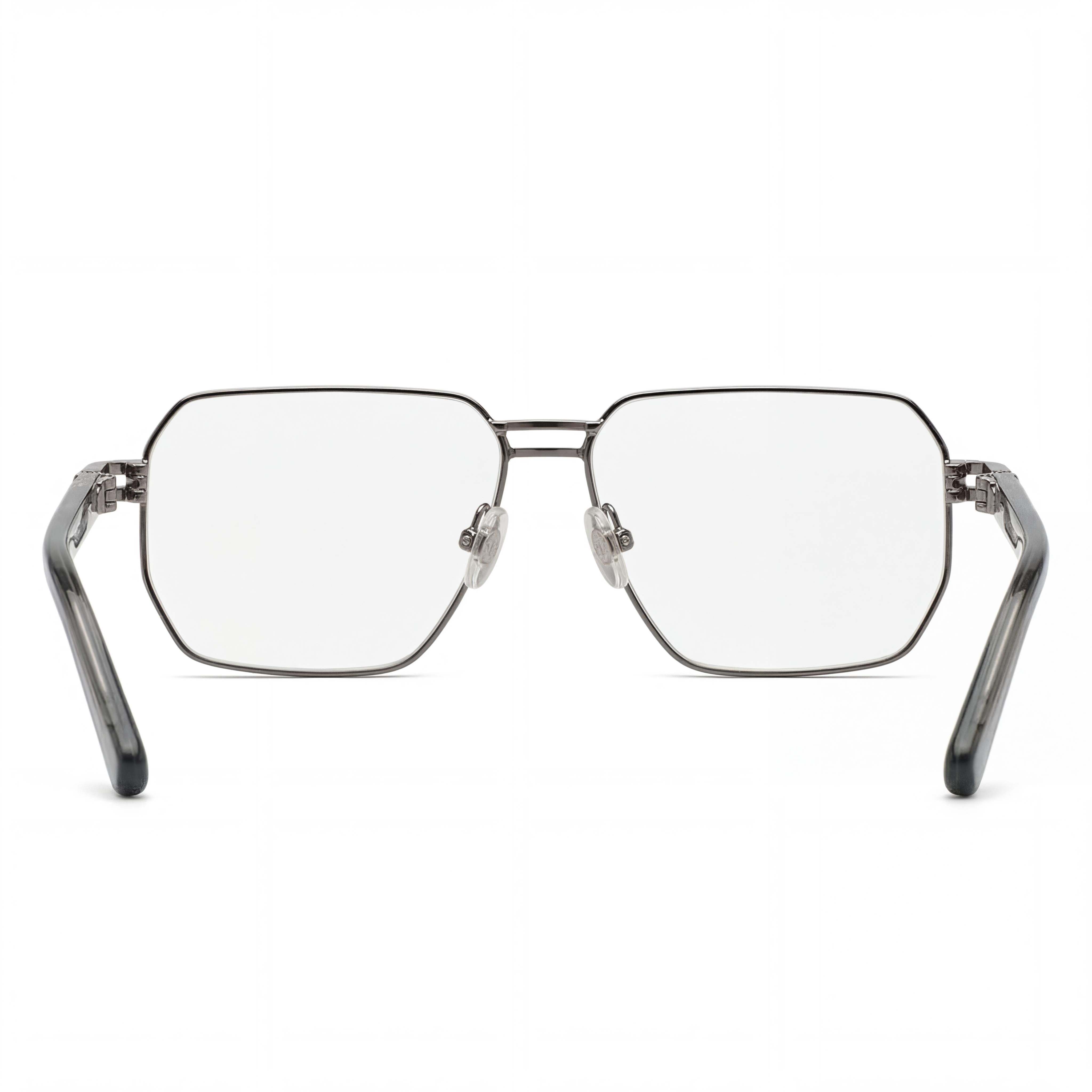Gafas Philipp Plein Vpp114m de hombre, montura óptica de acero inoxidable con acabado rutenio brillante, 58 mm, Photo 3