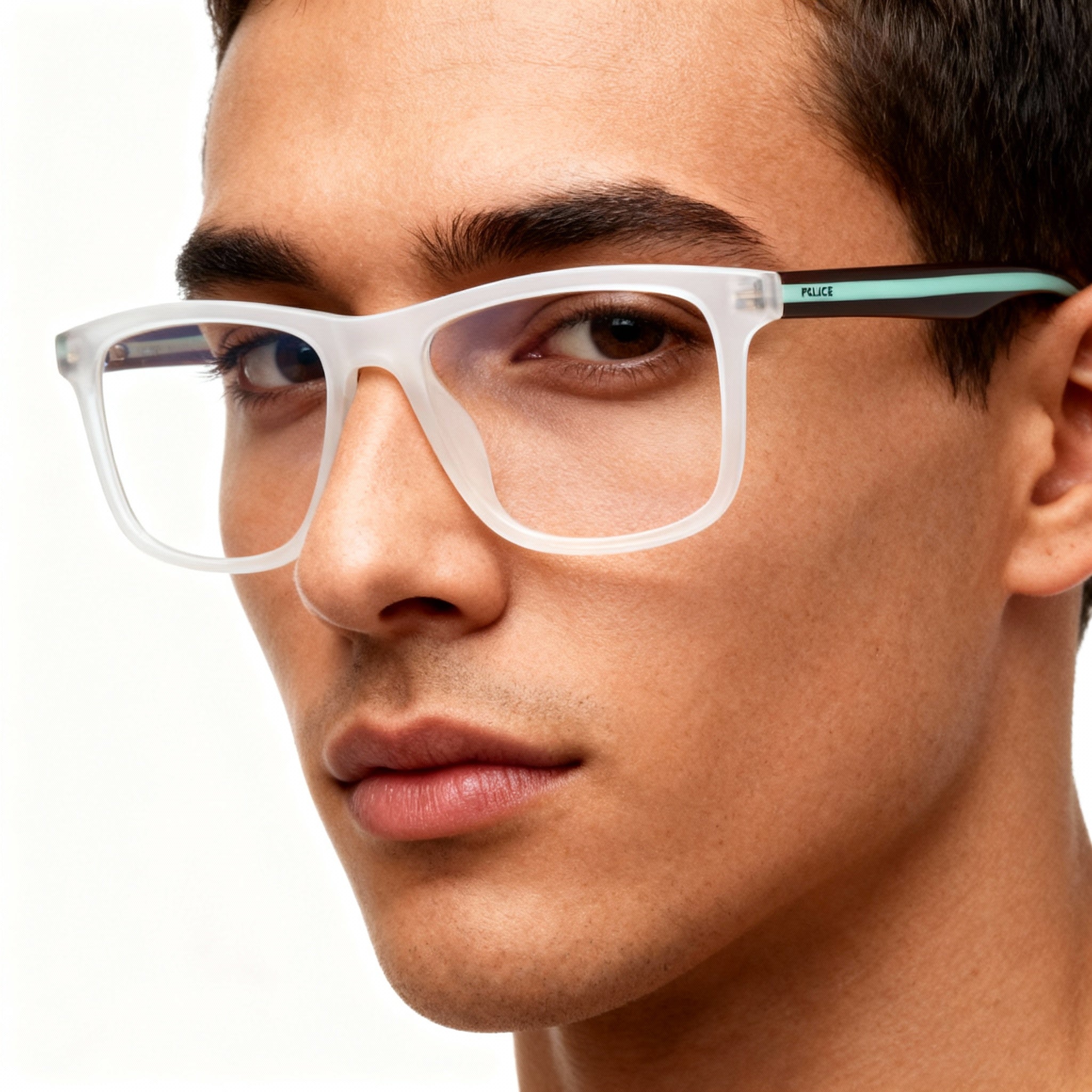 POLICE Modern Unisex Eyeglasses Sandblasted Crystal Matt Frame Clear Lens 50mm, Photo 5