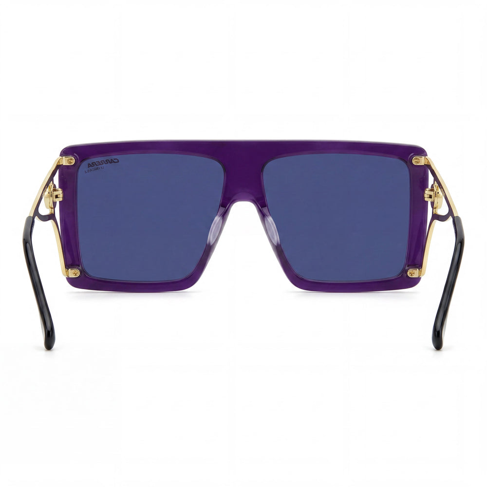 Carrera Casual - Gafas de sol para mujer con montura de acetato violeta, lentes grises de espejo sin polarizar con protección UV, 60 mm