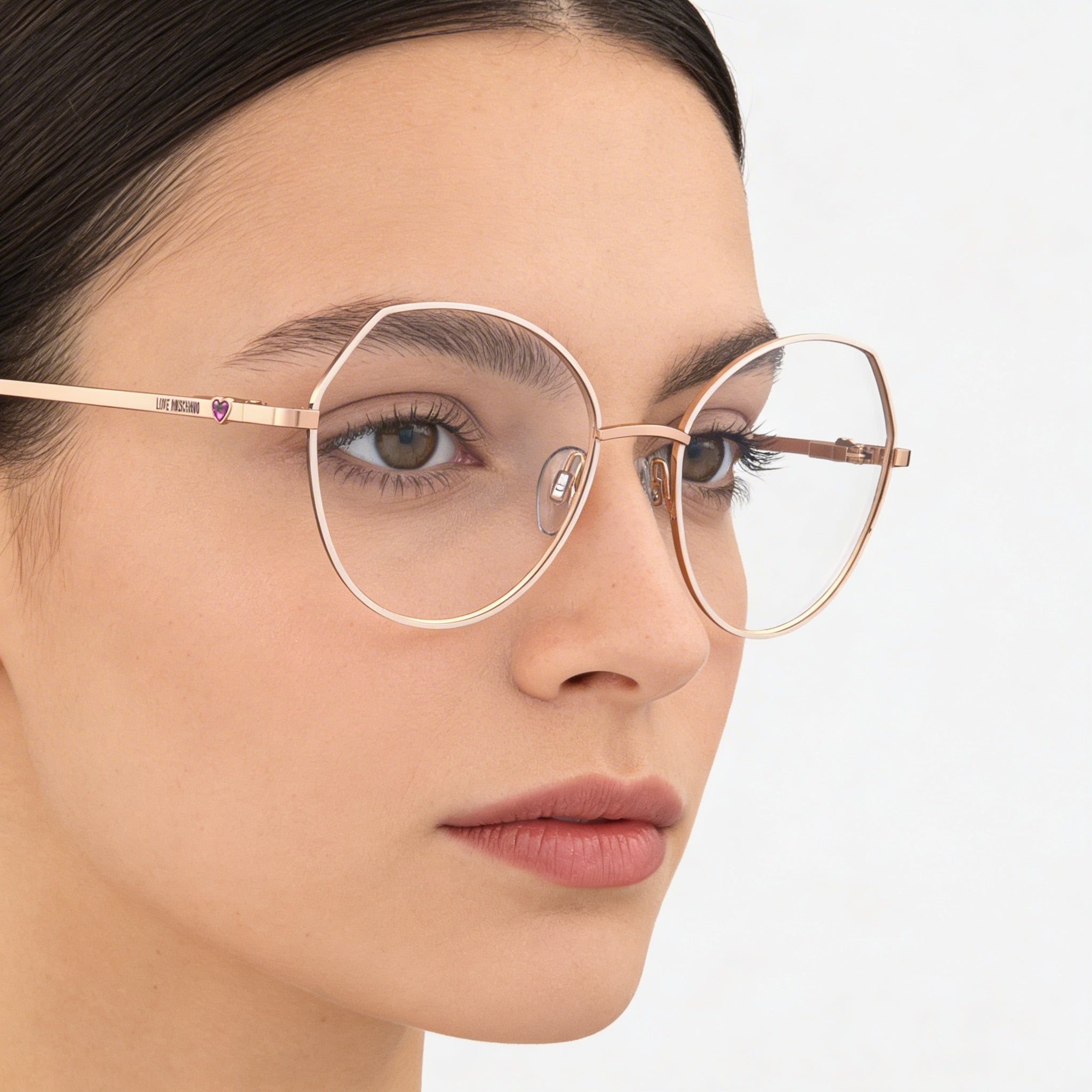 Gafas Casuales Love Moschino para Mujer, Montura Metálica y Lentes de Plástico, Cobre Dorado Nude, Talla 55-18-140mm, Photo 3