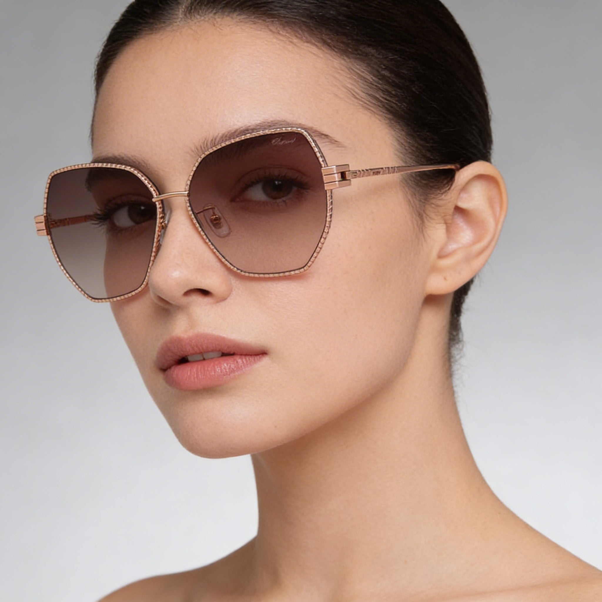 Chopard Casual Women's Shiny Copper Gold Titanium Brown Gradient Violet Sunglasses 59mm, Photo 3