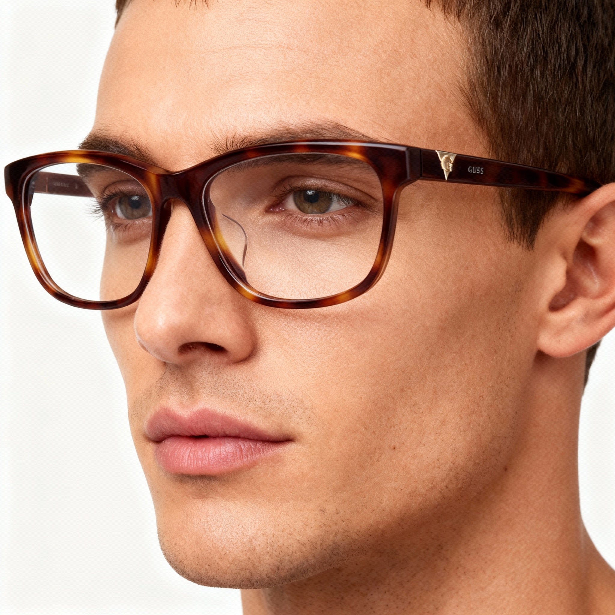 Monturas de gafas Guess para hombre en color Havana oscuro, graduadas y para corrección óptica de la visión., Photo 4