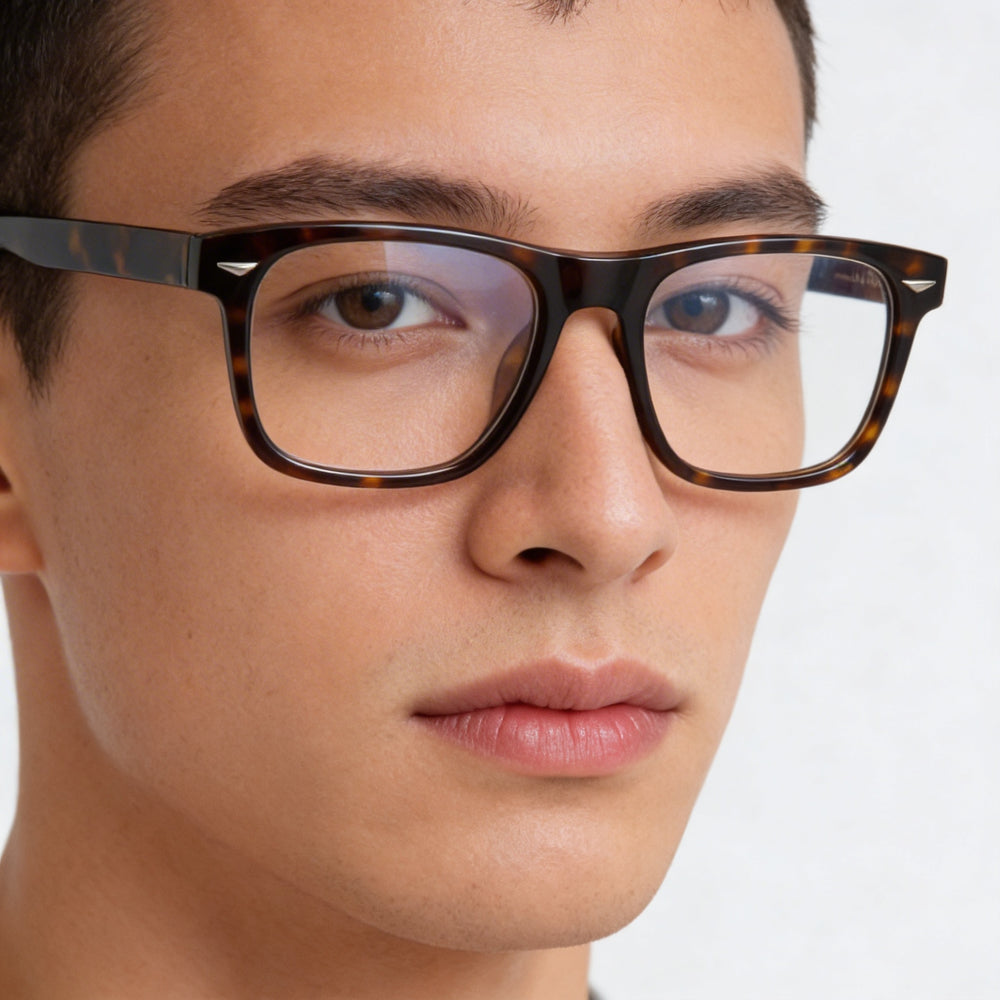 Gafas Ópticas Recetables para Hombre Police de Acetato en Color Marrón Habana Claro 52mm
