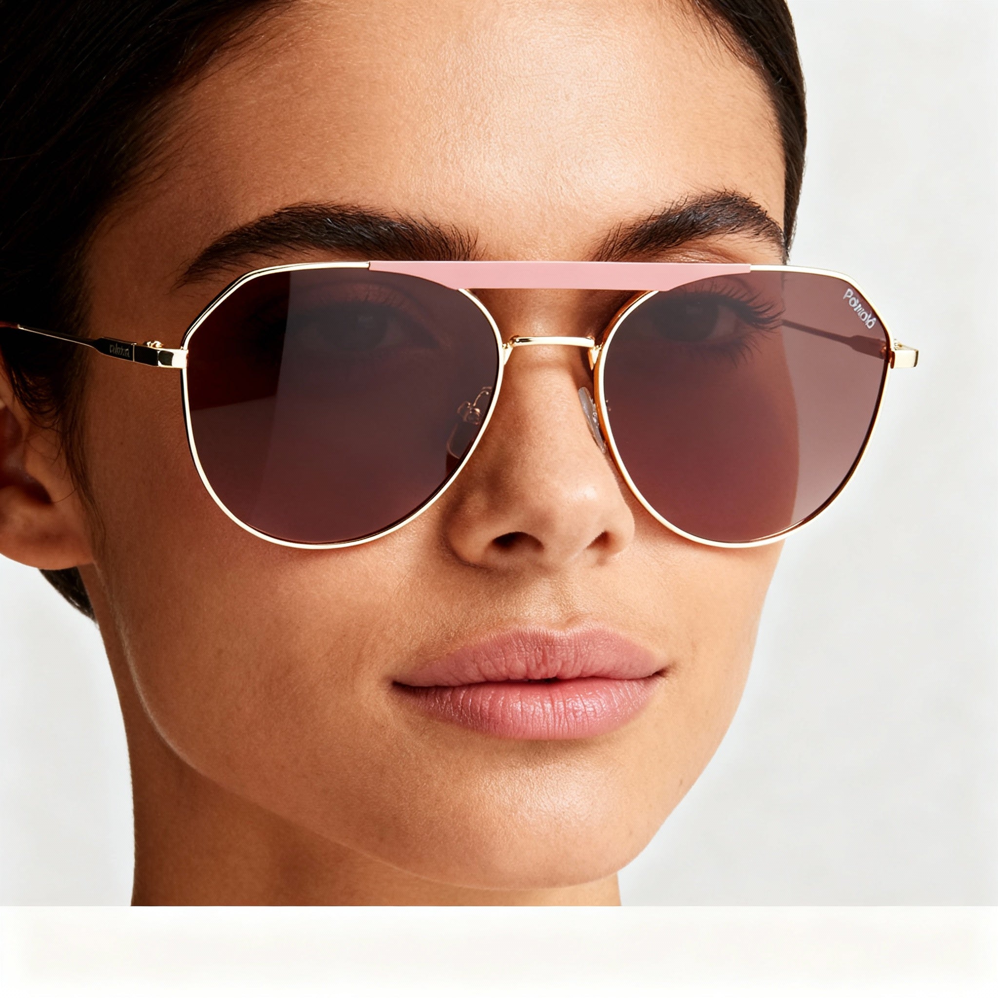 Polaroid Casual Unisex Stainless Steel Gold Black Grey Frame Polarized Gold Black Lens Sunglasses 57-17-145, Photo 3