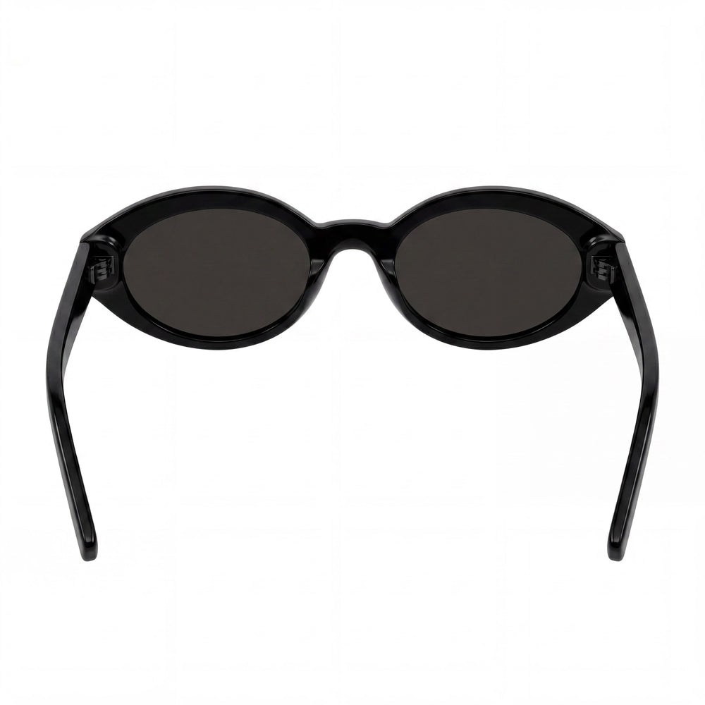 Gafas de sol Yves Saint Laurent SL 567-001 para mujer, redondas, de acetato negro, con forma de ojo de gato, 51 mm y protección UV