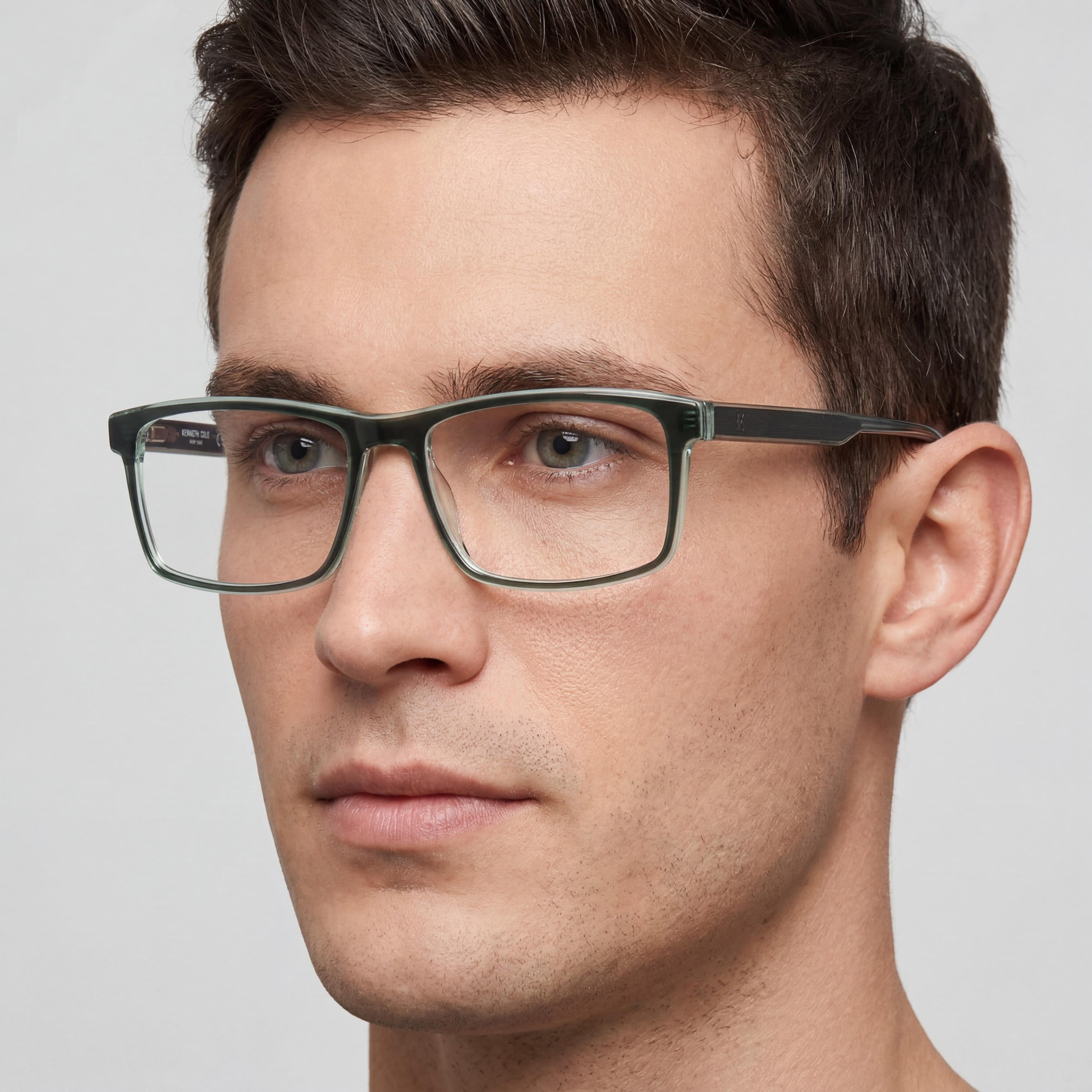 Kenneth Cole New York Unisex Matte Dark Green Optical Frames, Prescription Ready with Replaceable Clear Demo Lenses, Photo 4