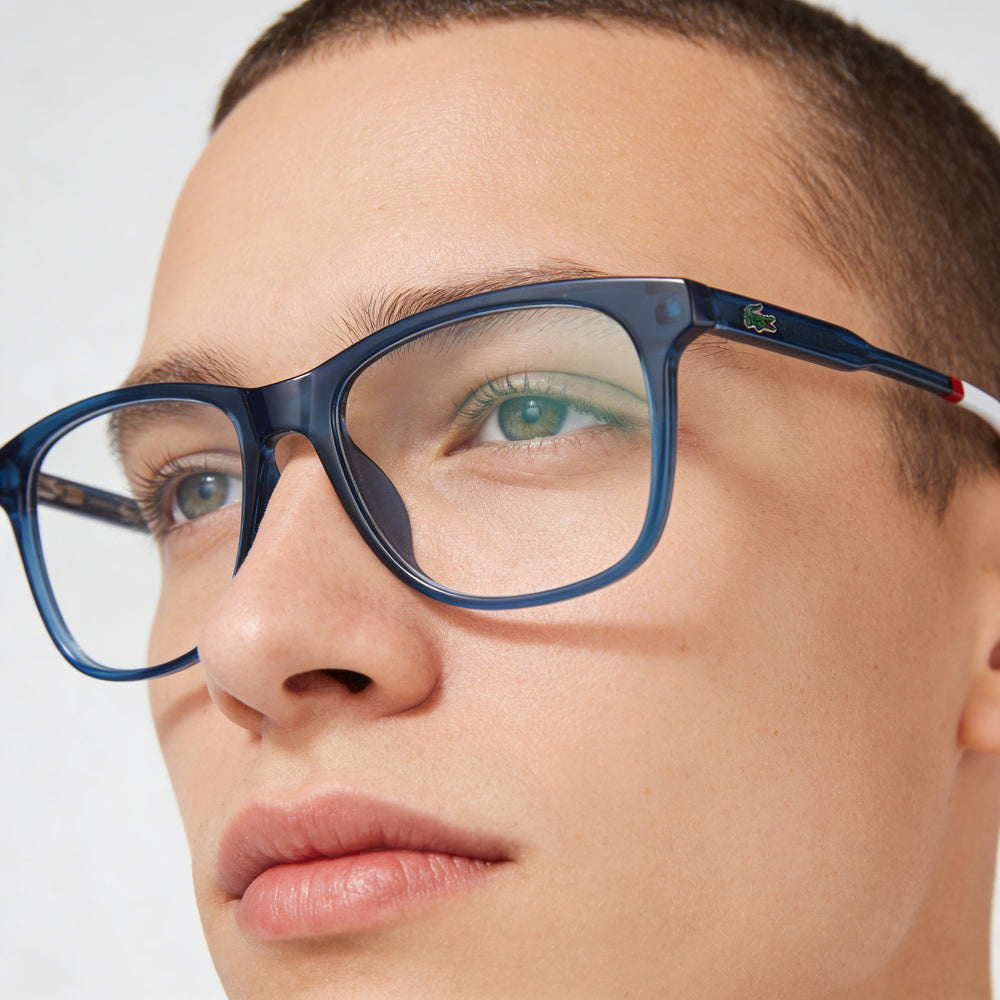 Gafas unisex Lacoste L3635 con montura metálica azul y lentes de policarbonato. Talla 49-15-130 mm.