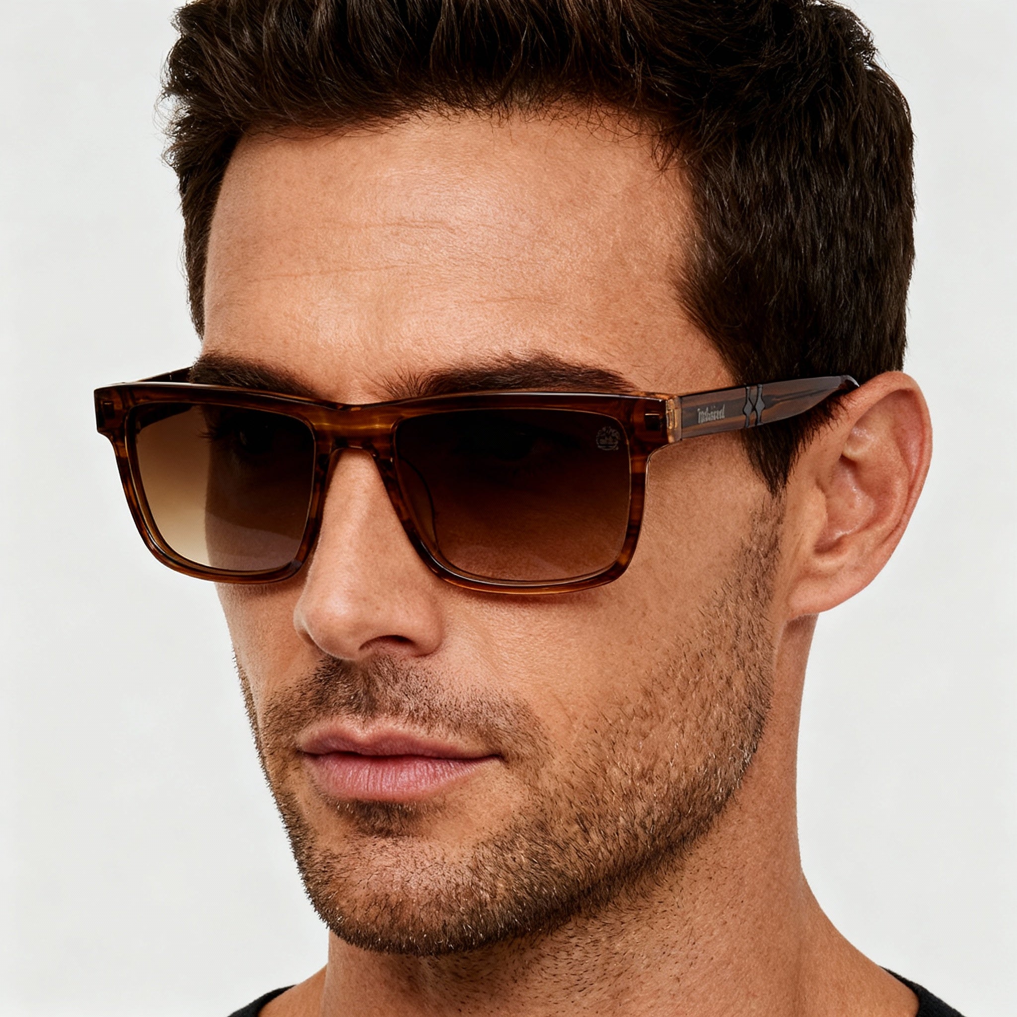 Timberland TB00020 Men's Rectangular Acetate Frame Dark Brown Horn Polarized Brown Sunglasses 55mm, Photo 5
