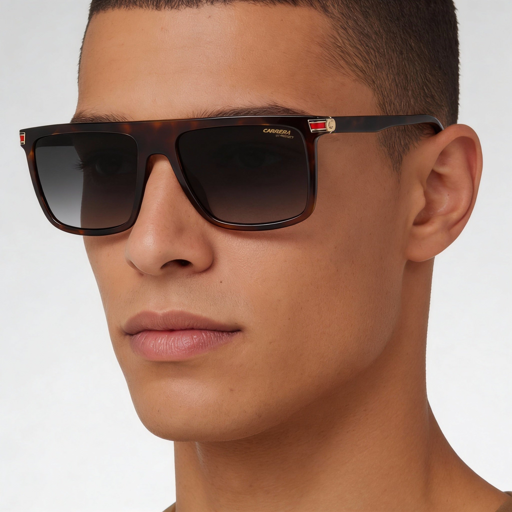 Gafas de sol Carrera Contemporary para hombre en color Havana oscuro con propionato y lentes en gris oscuro con protección UV de 58 mm, Photo 4