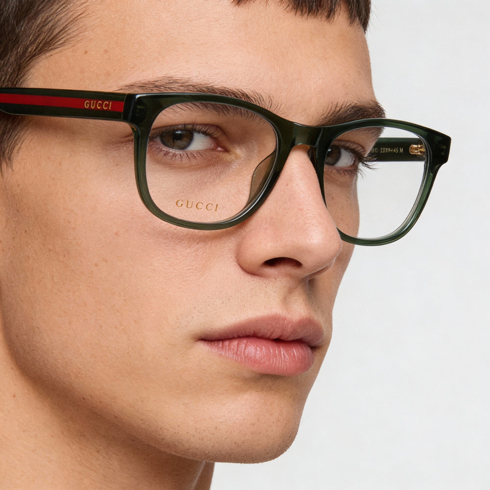 Gucci GG0004ON 011 Men's Translucent Green Plastic Eyeglasses 53mm