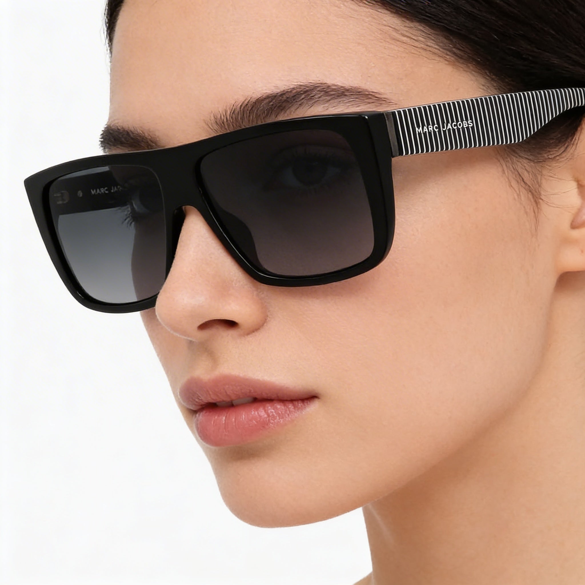 Marc Jacobs Marc096/S Women's Black Plastic Square Non-Polarized Sunglasses Dark Gray Gradient UV 400 Lenses 57mm, Photo 4