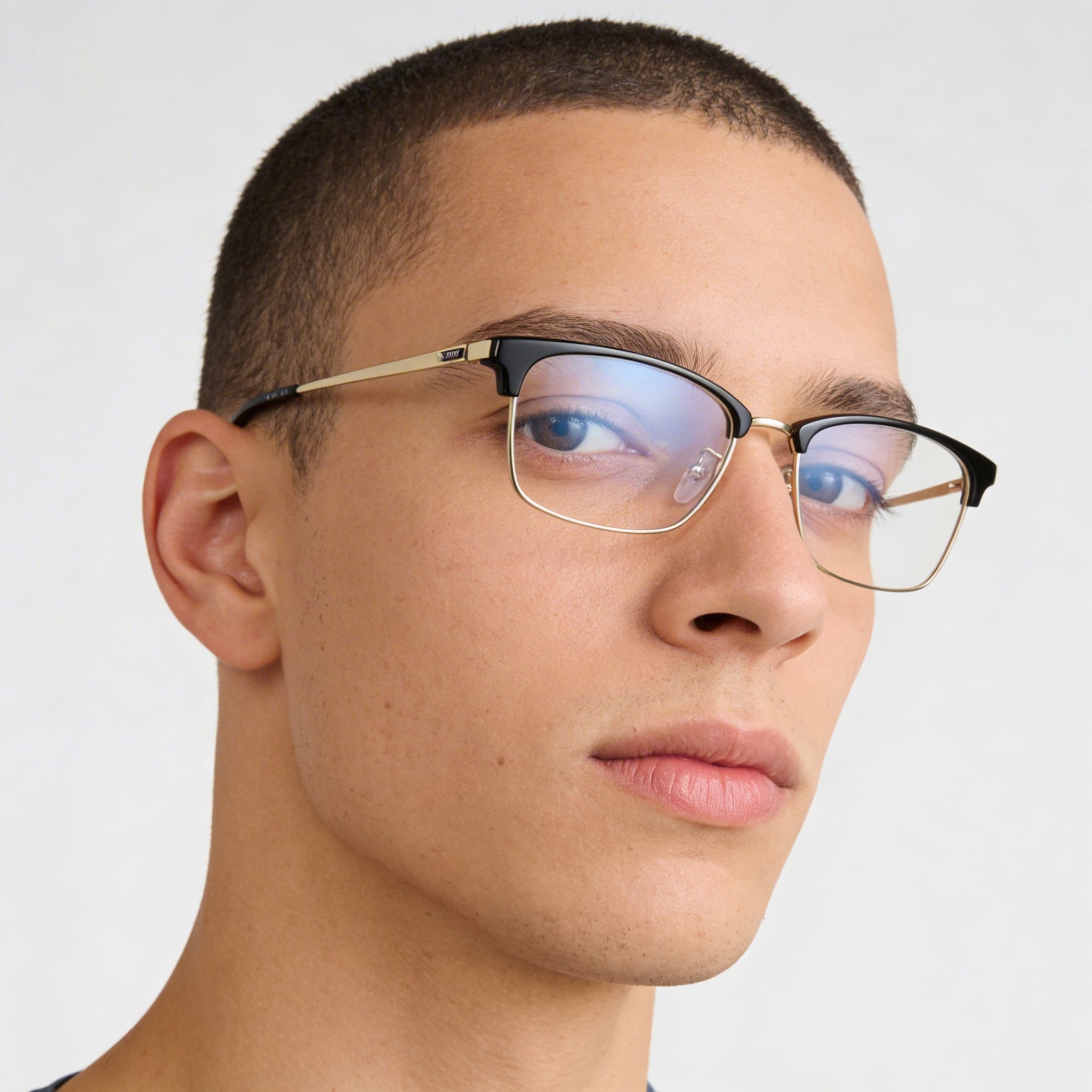 Gafas BMW para hombre, modelo Browline de titanio negro con lentes de demostración transparentes, aptas para lentes graduadas, 54-17-145mm, Photo 5