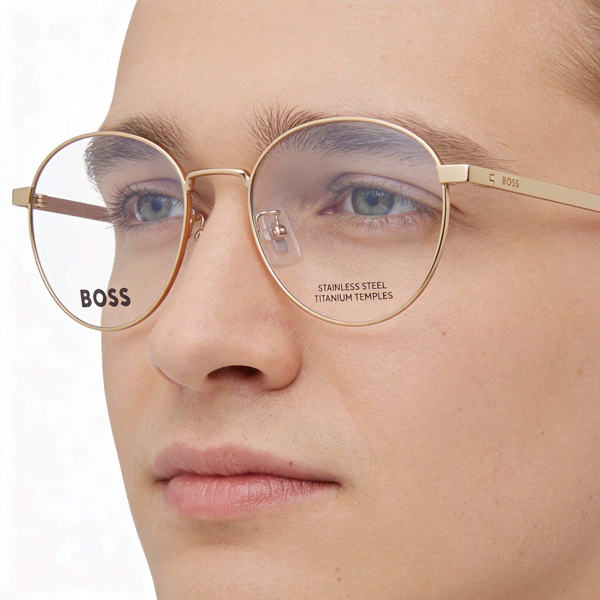 BOSS 1475/F Unisex Matte Gold Alloy Steel 52mm Clear Demo Lenses Prescription Ready, Photo 5