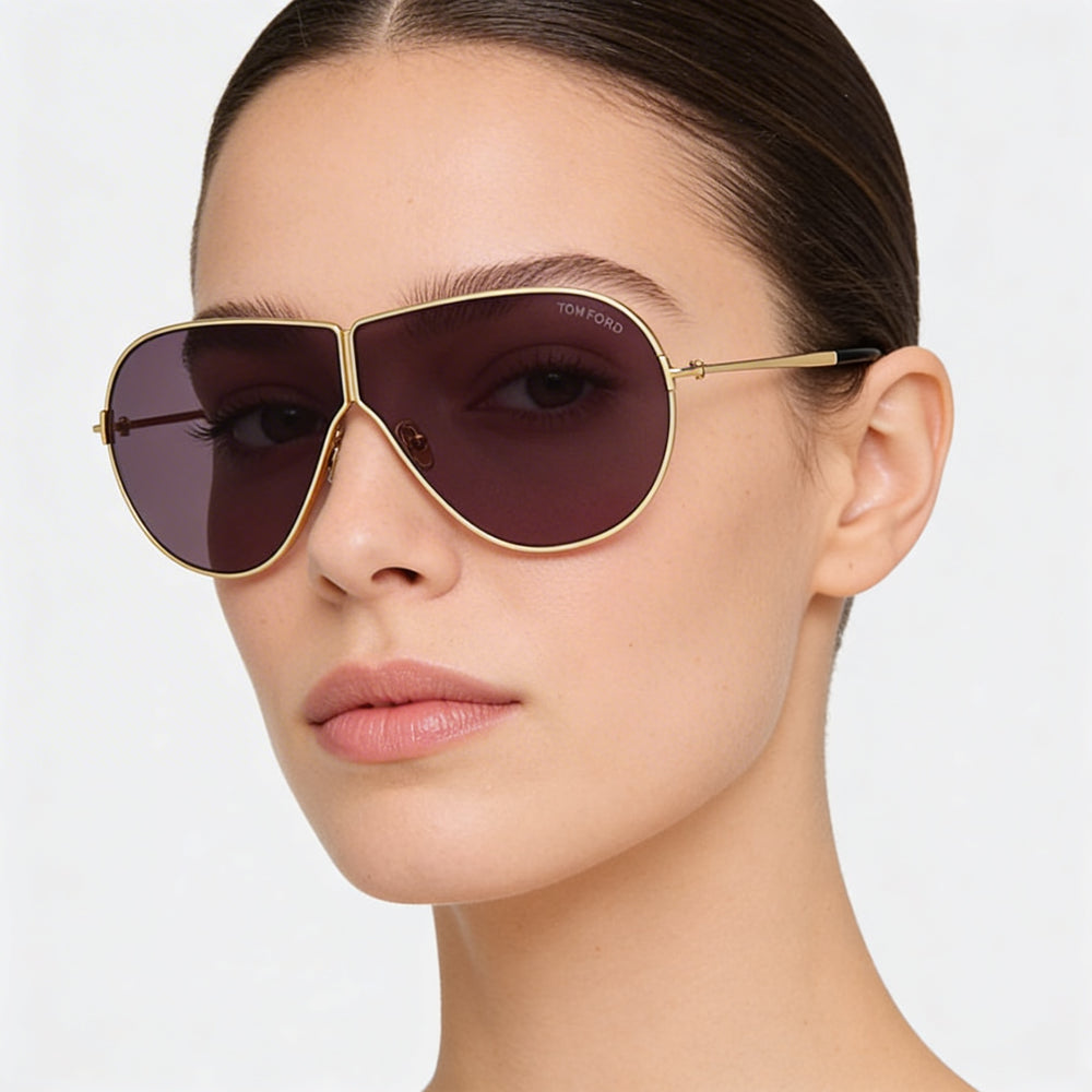 Gafas de sol Tom Ford KEATING FT1158 para mujer, metal oro oscuro brillante, sin polarizar, protección UV, gris oscuro ahumado 71