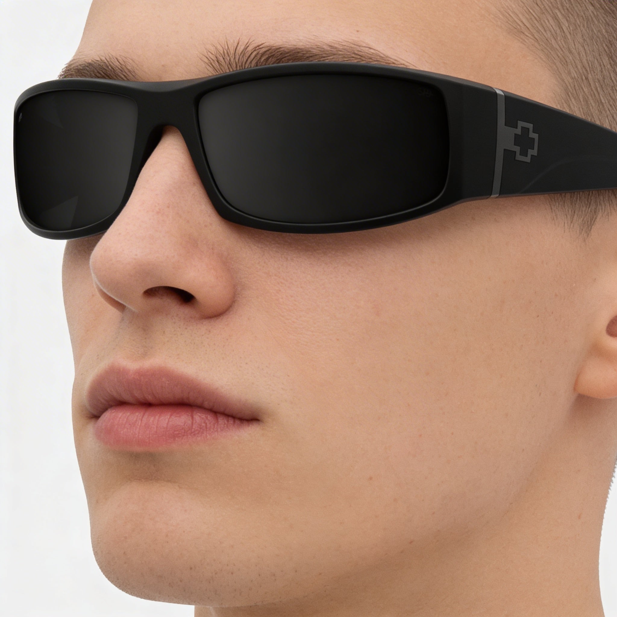 Spy Cooper XL Unisex Rectangular Wrap Sunglasses Soft Matte Black Happy Boost Polar Black Mirror Polarized UV Protection X-Large, Photo 4