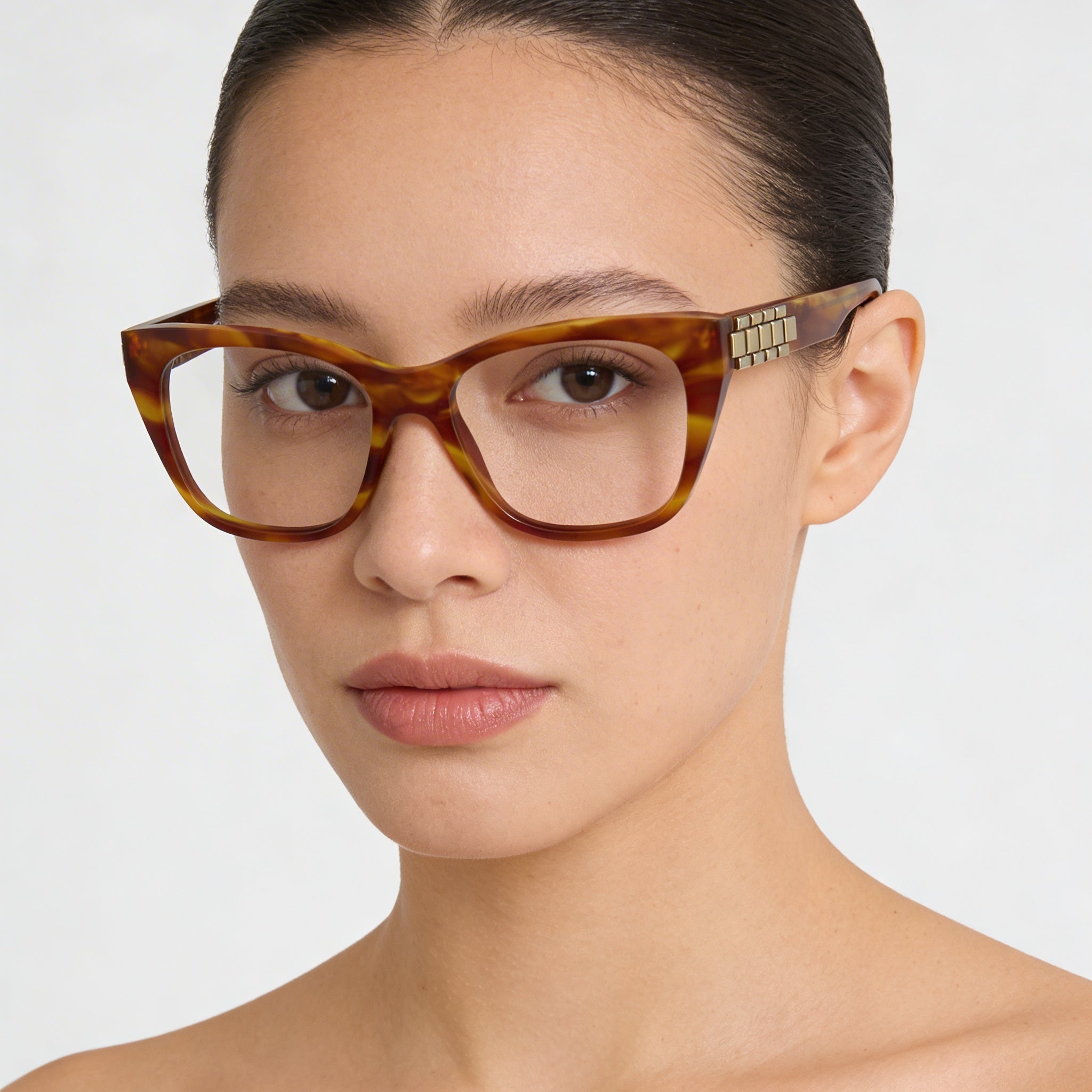 Victoria Beckham Women's Modern Acetate Frame Eyewear with Non-polarised Polycarbonate Lenses, Striped Blonde Havana, 52mm, Photo 4