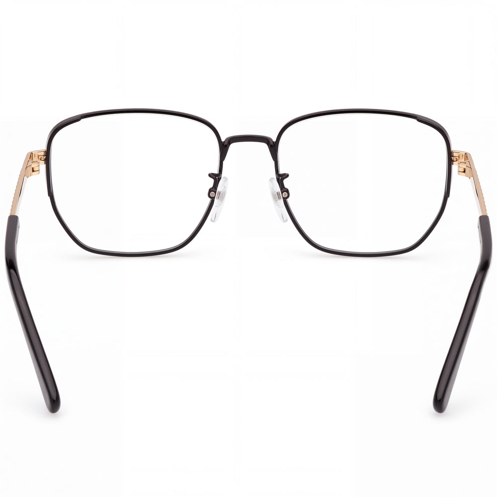 MCM Worldwide MW5021-H Unisex Eyewear with Metal Frame in Shiny Black and Shiny Deep Gold, 53mm Lens Width