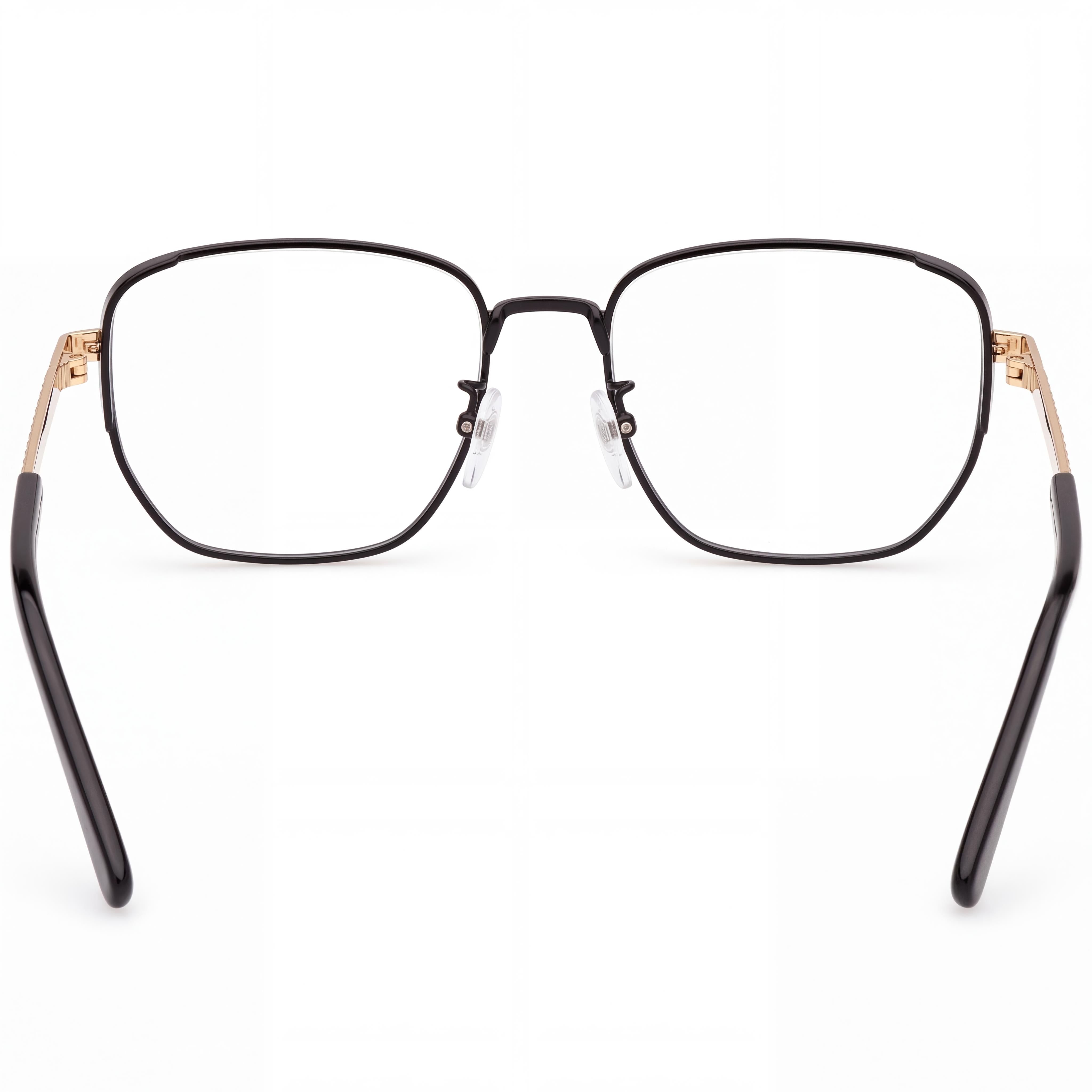 MCM Worldwide Gafas Clásicas Unisex con Montura de Metal en Negro Brillante y Oro Oscuro Brillante, Ancho de Lente 53mm, Photo 3
