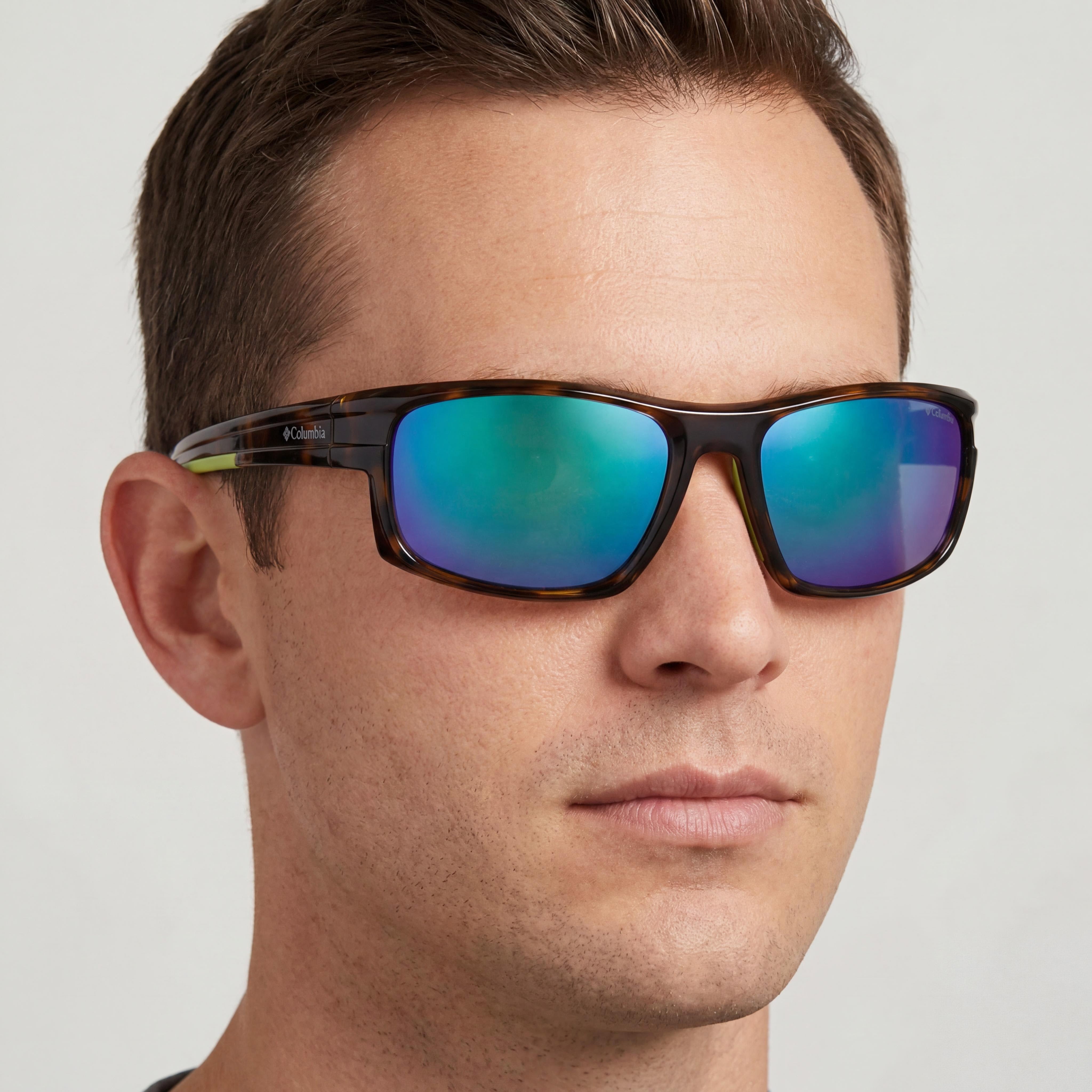 Columbia C533sp Mountainshyre Men's Matte Dark Tortoise Green Flash Mirror Sunglasses 63mm, Photo 4