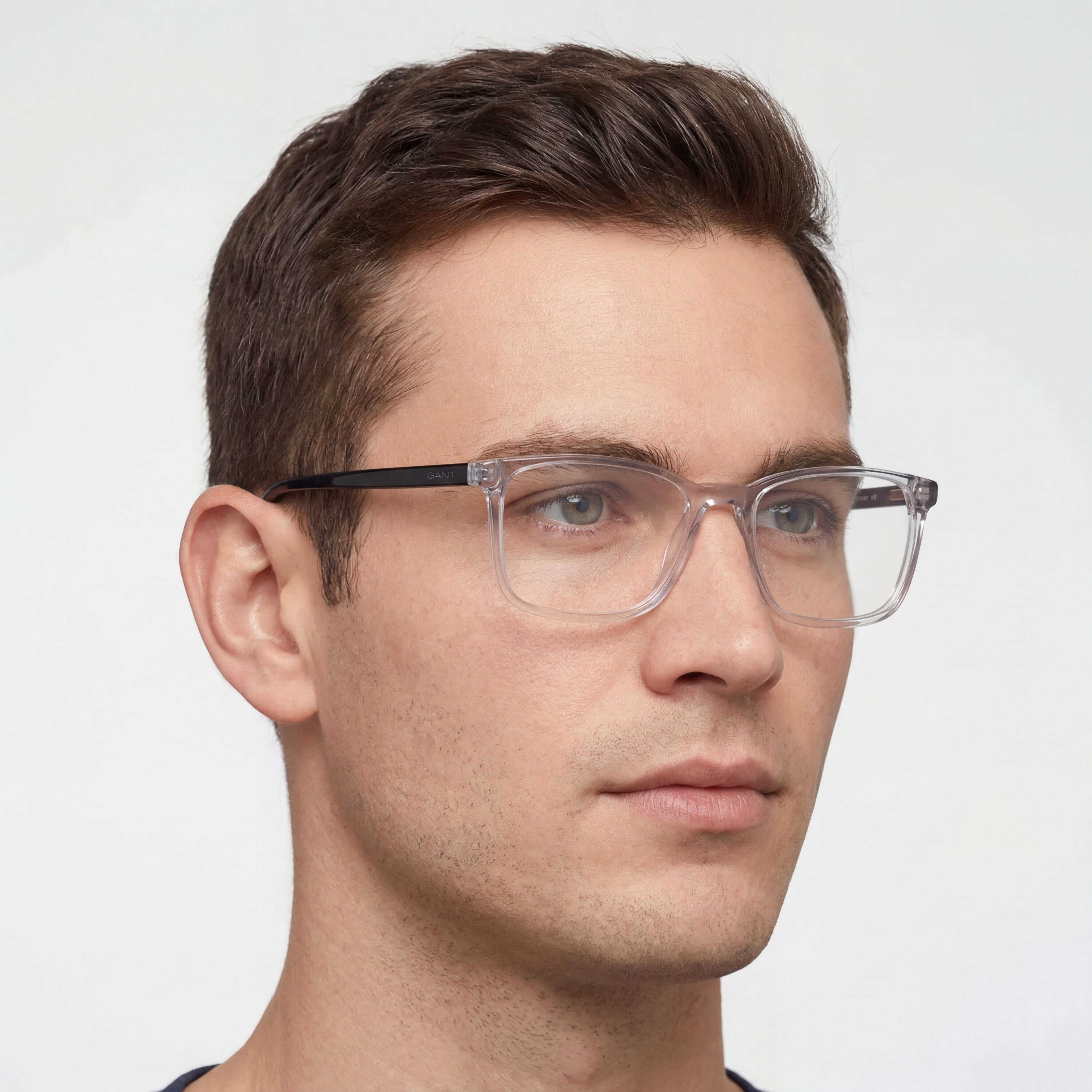Gafas clásicas GANT para hombre con montura de plástico gris-negro y lentes de policarbonato sin graduar de 53 mm, Photo 4