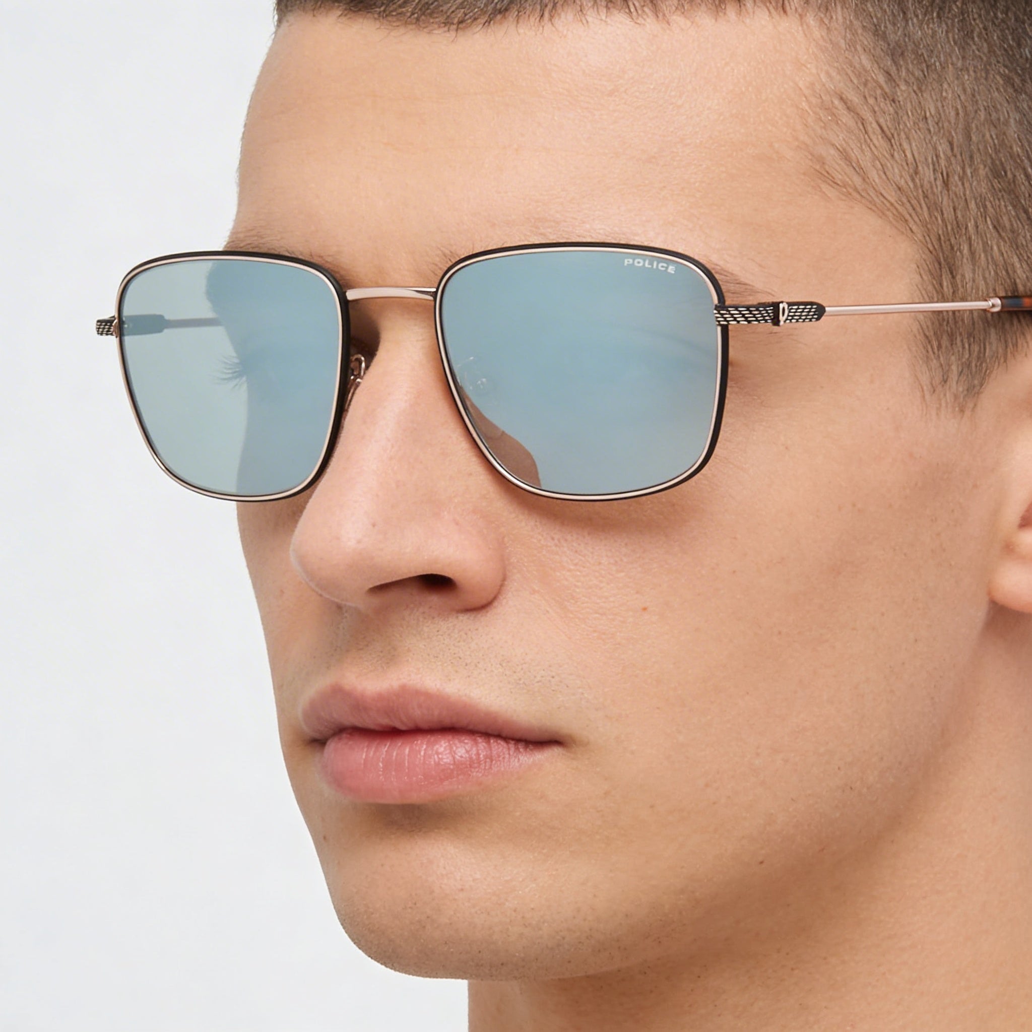 Police Men's Casual Rose Gold Stainless Steel Frame Sunglasses with Polycarbonate Lenses, Size 57-19-150, Photo 4