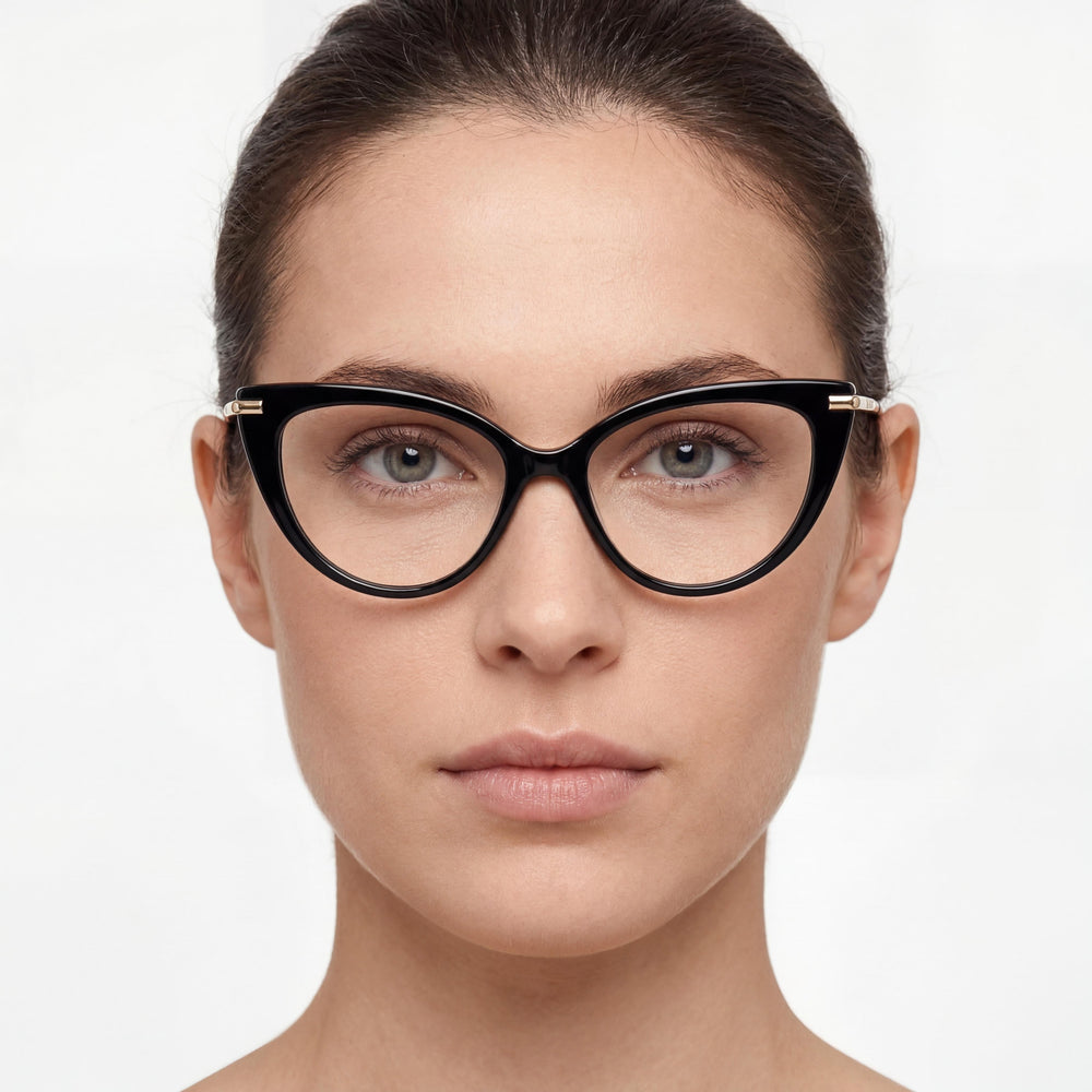MaxMara Mm5145 Women's Plastic Eyewear 52mm, Black, Pale Gold Frame, Black Lenses