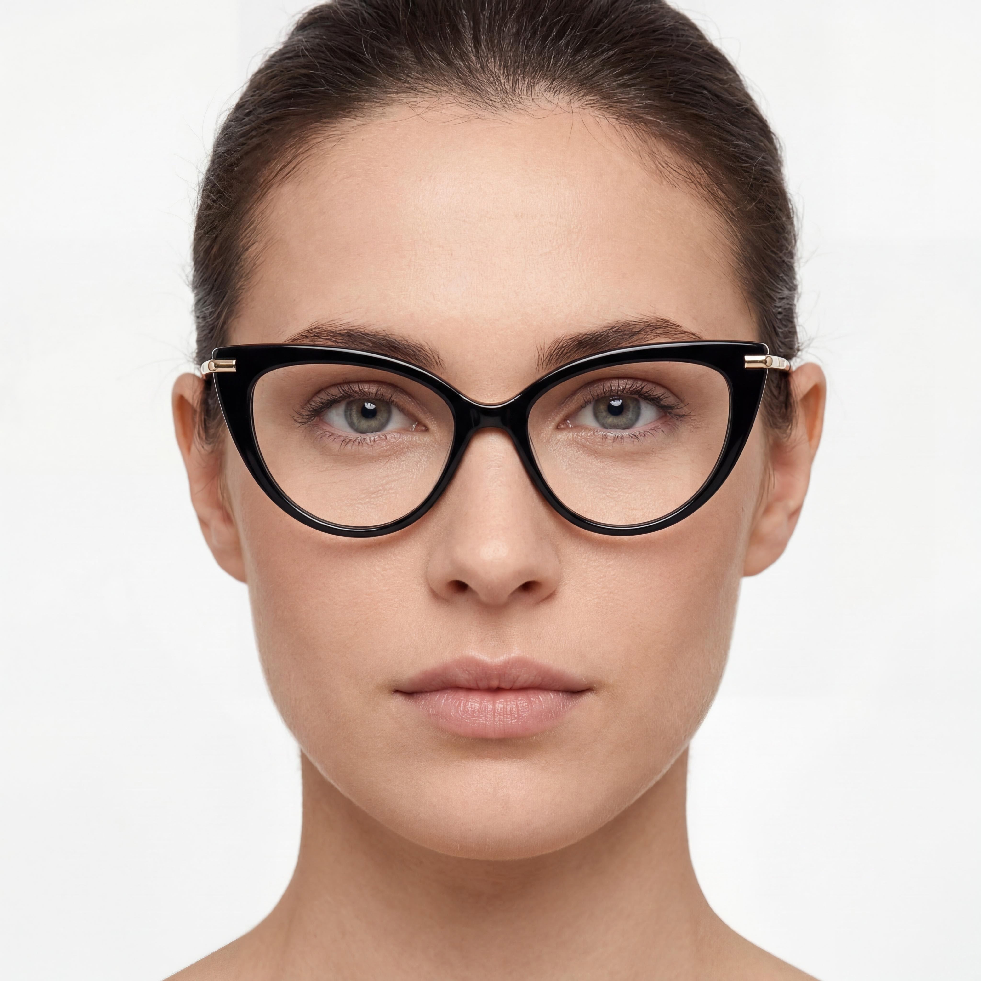 MaxMara Mm5145 Women's Plastic Eyewear 52mm, Black, Pale Gold Frame, Black Lenses, Photo 3