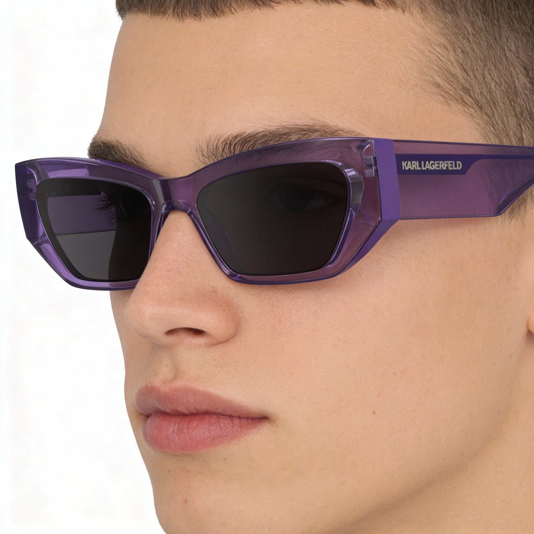 Gafas de sol unisex Karl Lagerfeld KL6160S de plástico con protección UV, montura lila, lentes violeta sólido de 54 mm, Photo 3