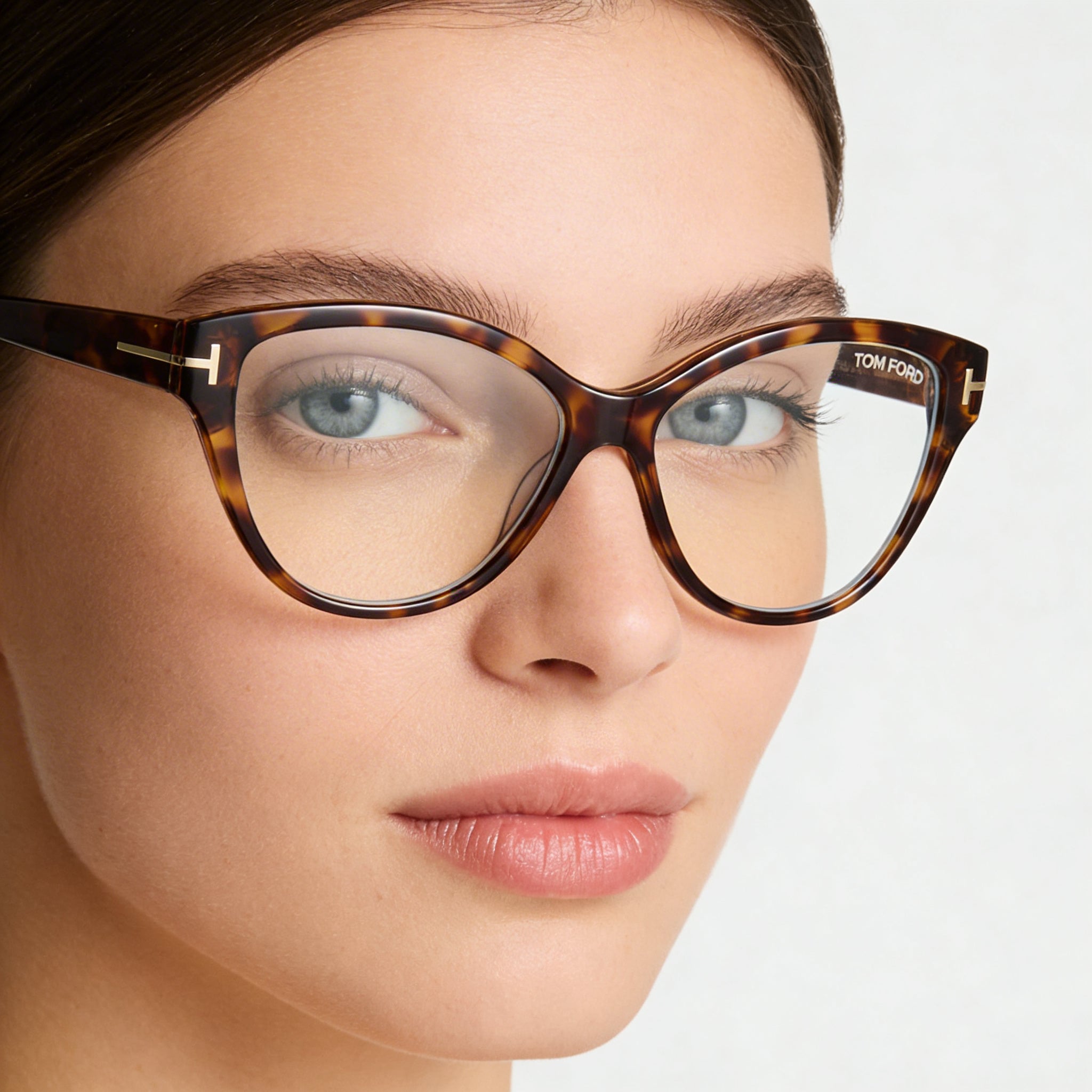 Tom Ford FT5954-B Women's Cat Eye Blue Light Block Plastic Eyeglasses Colored Havana 54mm, Photo 4