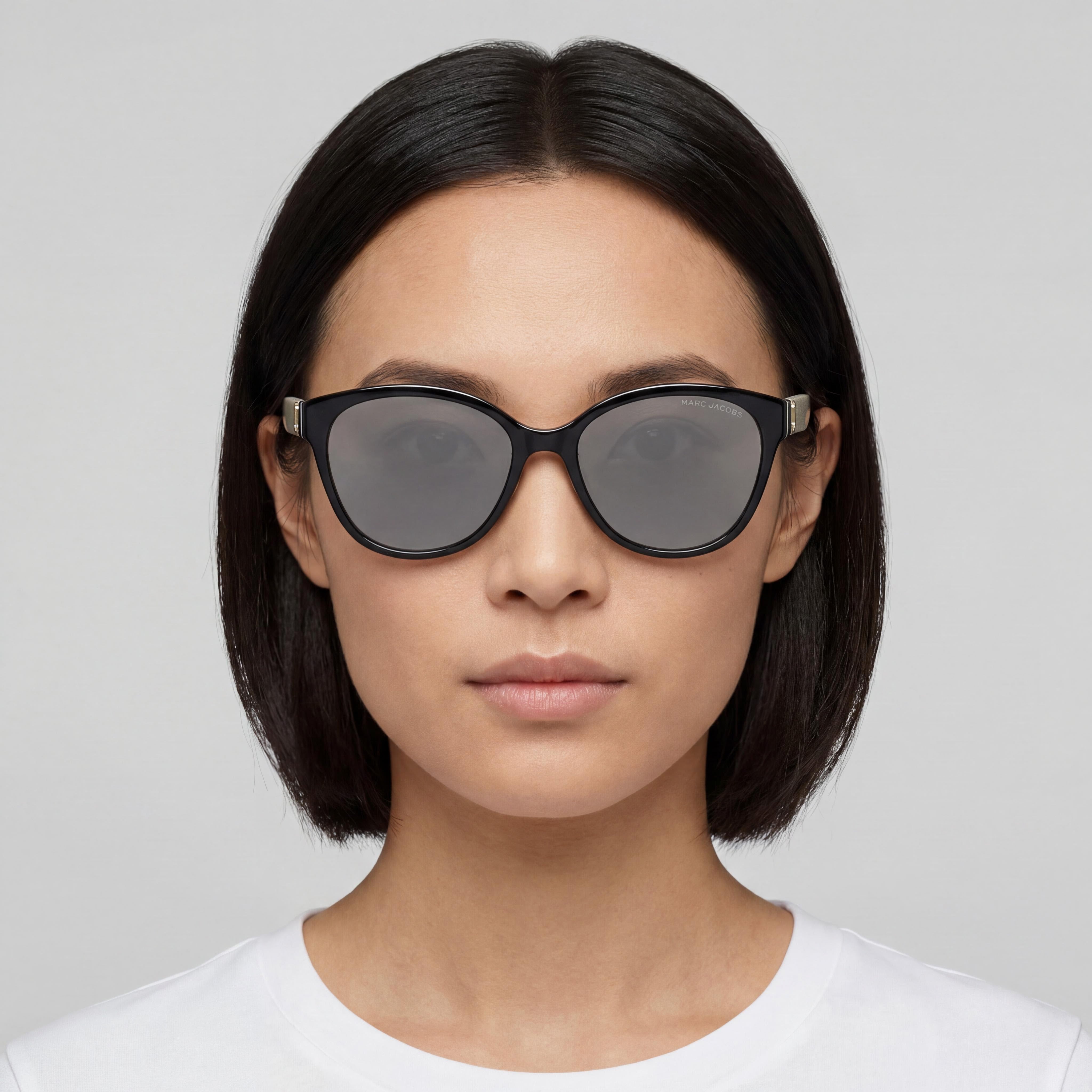 Gafas de Sol Clásicas para Mujer Marc Jacobs, Montura de Propionato Blanca y Negra, Protección UV, Lentes No Polarizadas de 55 mm, Photo 5