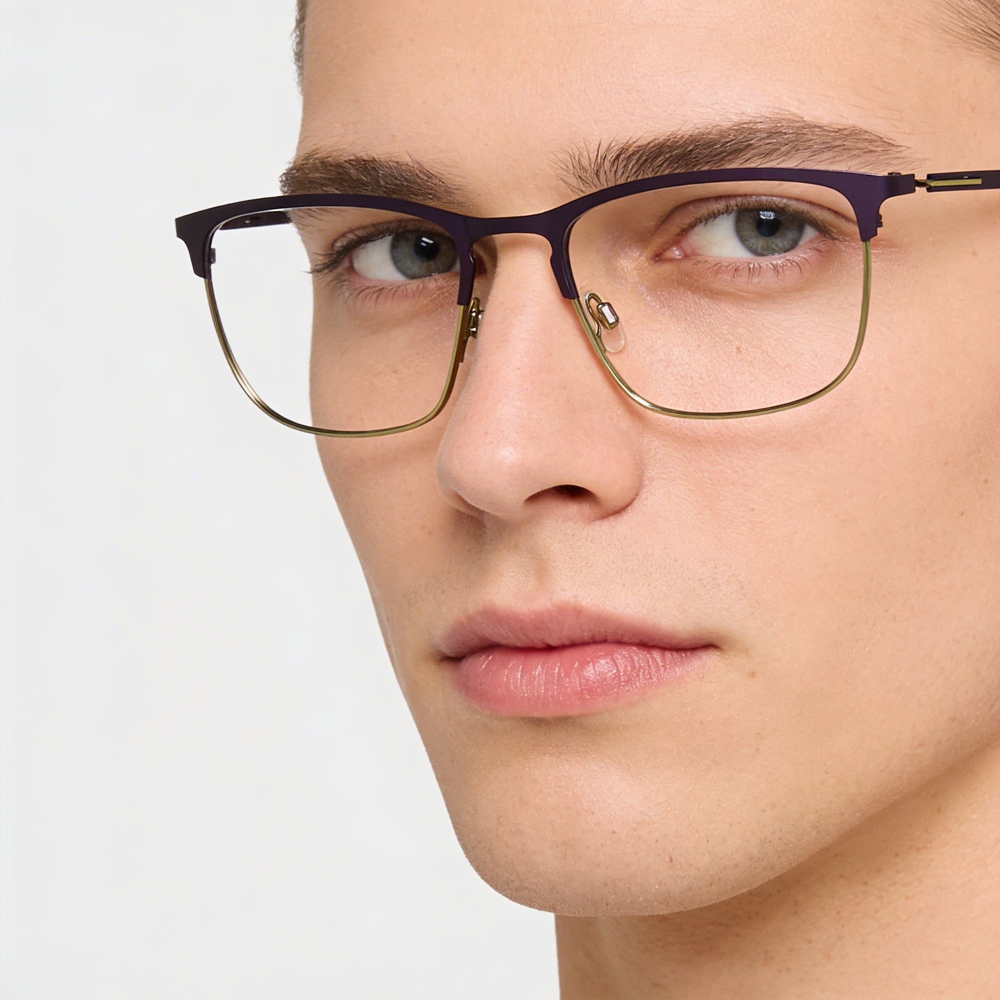 Flexon E1148 Unisex Acetate Frame Eyeglasses with Polycarbonate Non- Lenses in Matte Navy/Olive 53mm, Photo 5