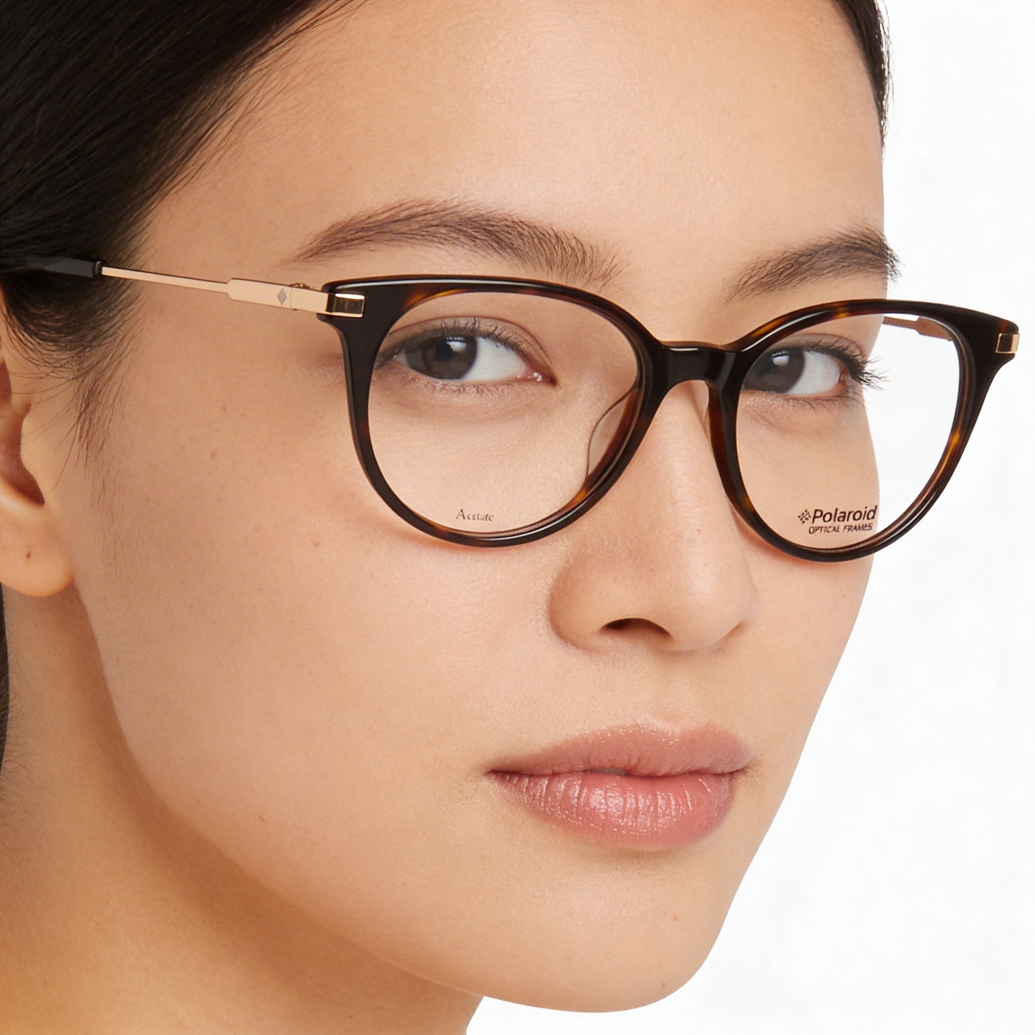 Polaroid Sunglasses Women's Modified Oval RX-able Plastic Eyeglasses Dunkel Havana Hell Gold 49mm, Photo 3