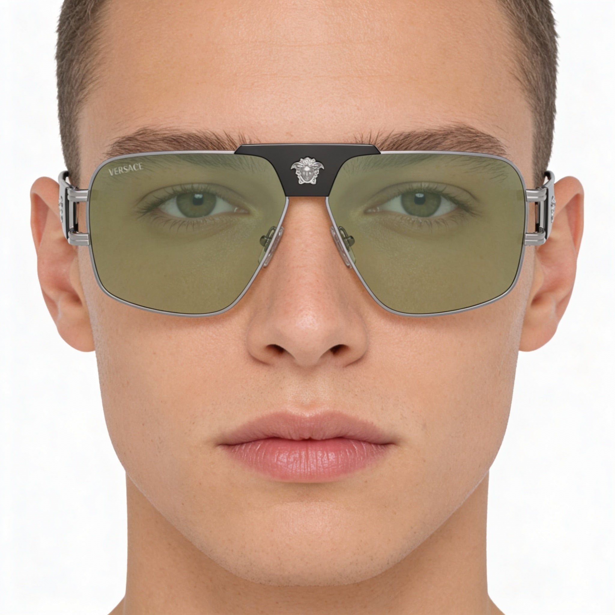 Versace Classic Unisex Multicoloured Alloy Steel Frame Green UV Protected Sunglasses 63-12-145, Photo 4