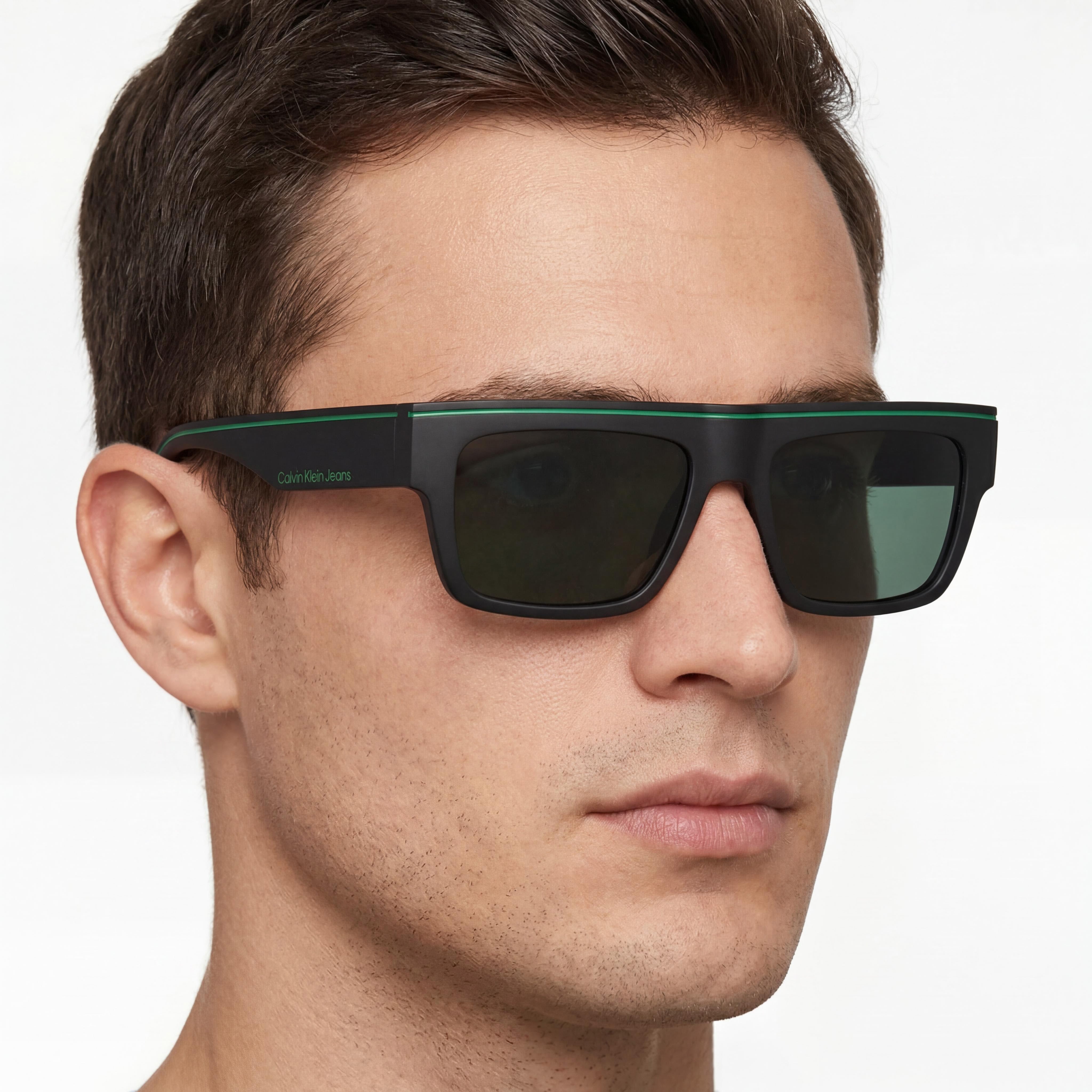 Gafas de sol Calvin Klein Jeans CKJ24603S N de protección UV para hombre, montura de plástico negro mate, lentes negras de 55 mm, Photo 4