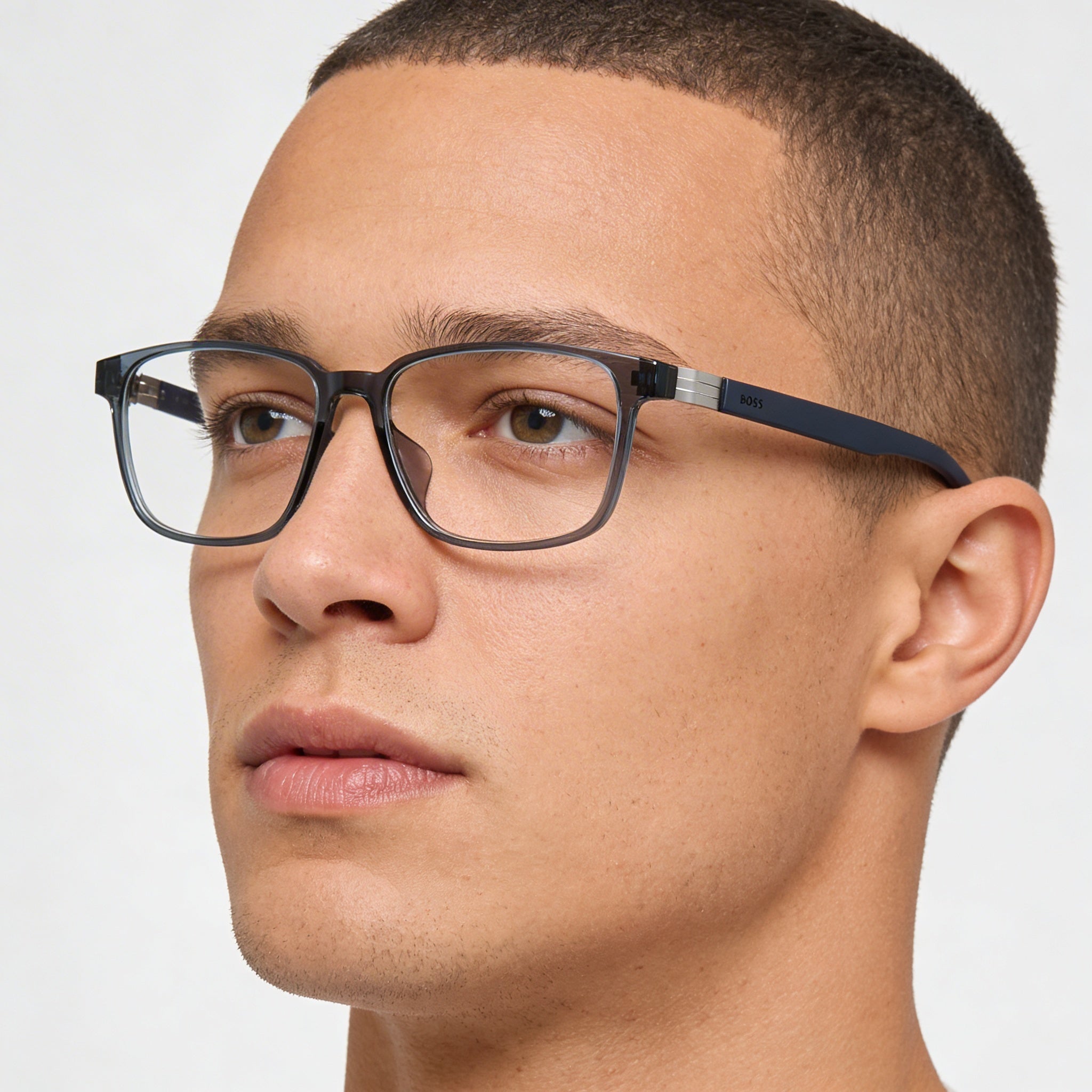 Gafas Hugo Boss Casual de hombre de poliamida con montura inyectada y lentes transparentes 55-16-150, Photo 4
