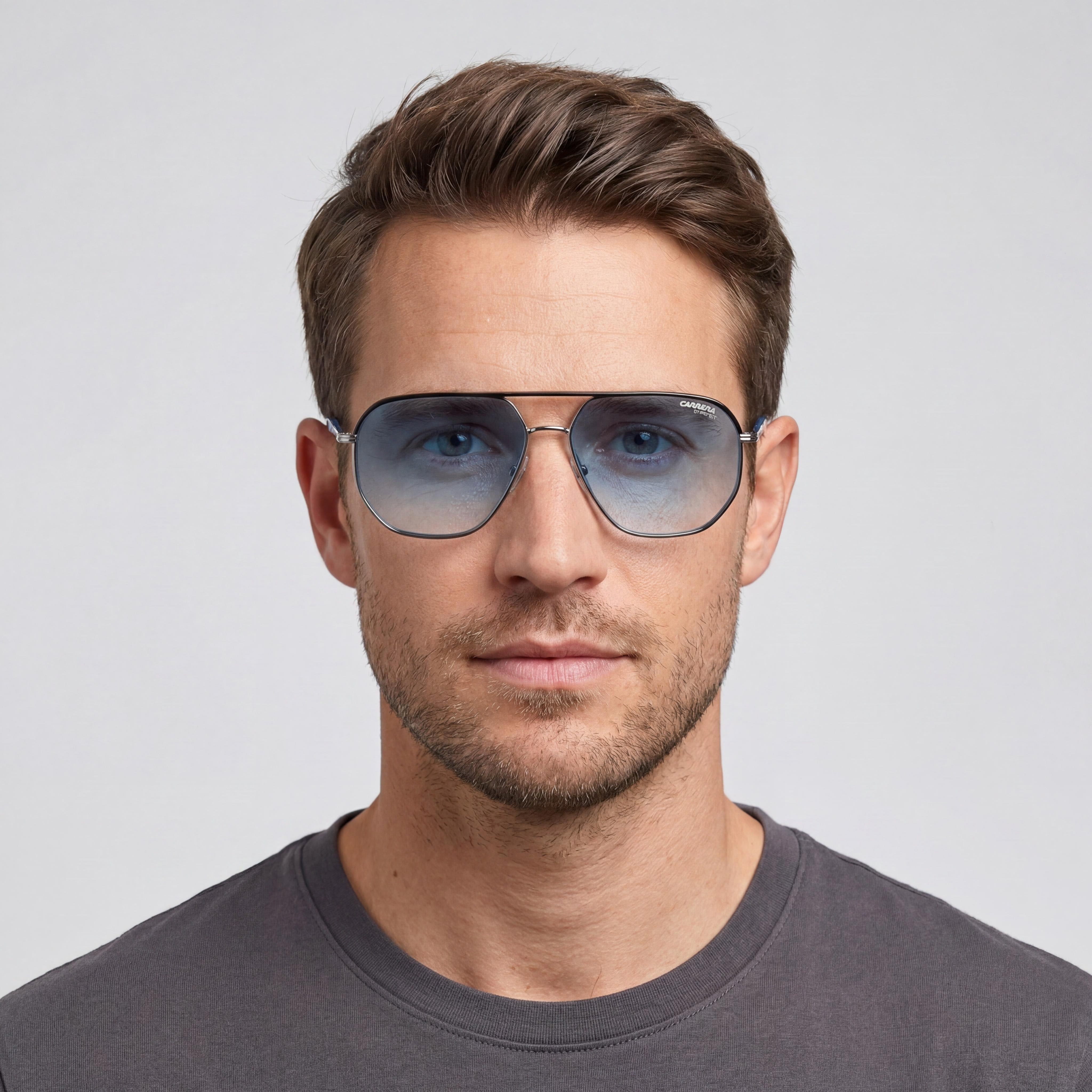 Carrera Classic Men's Stainless Steel Dark Blue Gradient Frame Ruthen Blue Lens UV Protected 59mm Sunglasses, Photo 4