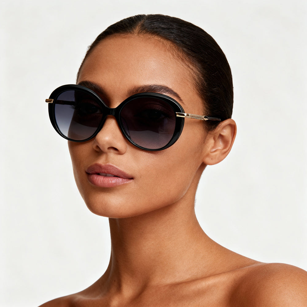 rag & bone Modern Heritage Women's Black Grey Acetate Frame Non-Polarized Dark Grey Shaded UV Protected RX-Able 56mm Sunglasses