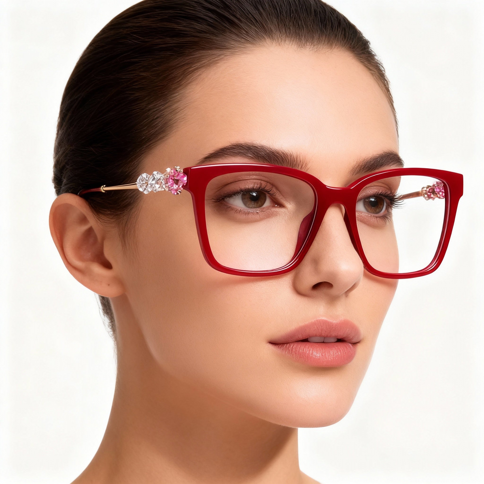 Chopard Casual Women's Eyeglass Frames with Acetate in Burgundy, Non Polarized Clear Lenses, 55-16-145, Photo 5