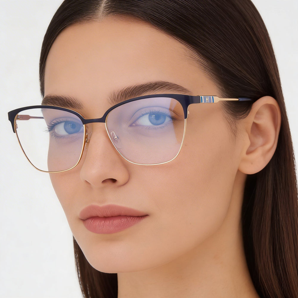 Carolina Herrera Her 0119 Modern Women's Alloy Steel Frame Polycarbonate Gold Blue Lens Sunglasses 56mm
