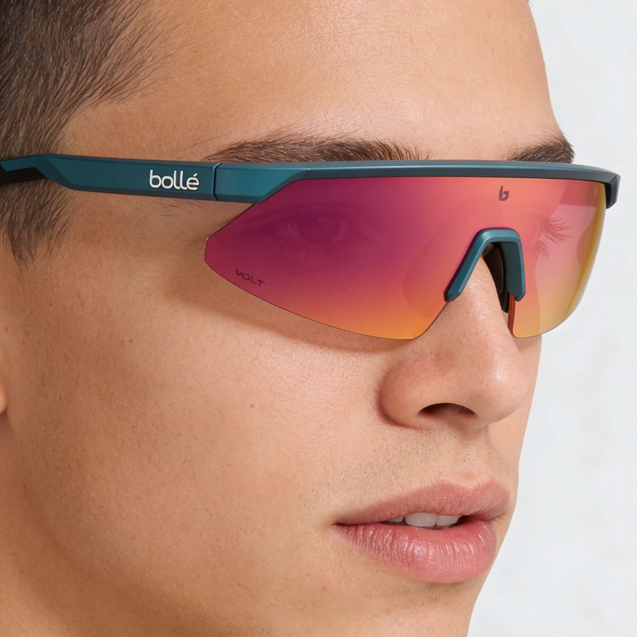 bollé MICRO EDGE Creator Unisex Teal Metallic-Volt Ruby Acrylic Frame Glass Lens Non-Polarized Sunglasses, Photo 4