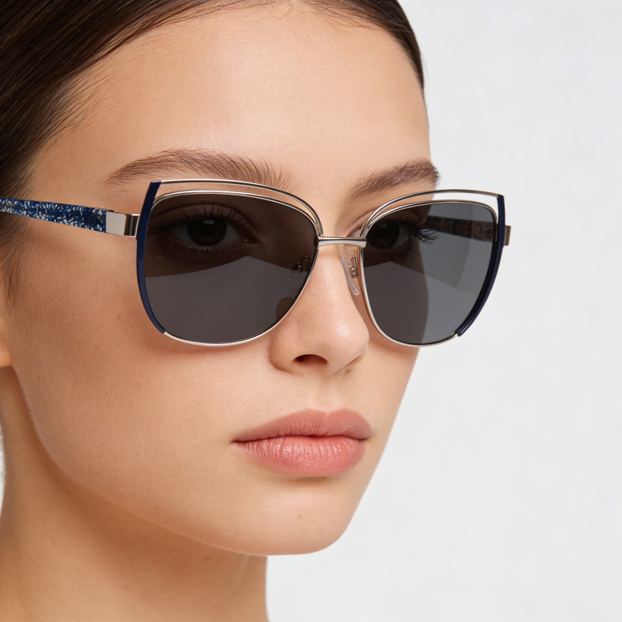 BEBE Classic Women's Silver Acetate Frame, Multicolor Polycarbonate Lens with 100% UV Protection 57mm, Photo 5