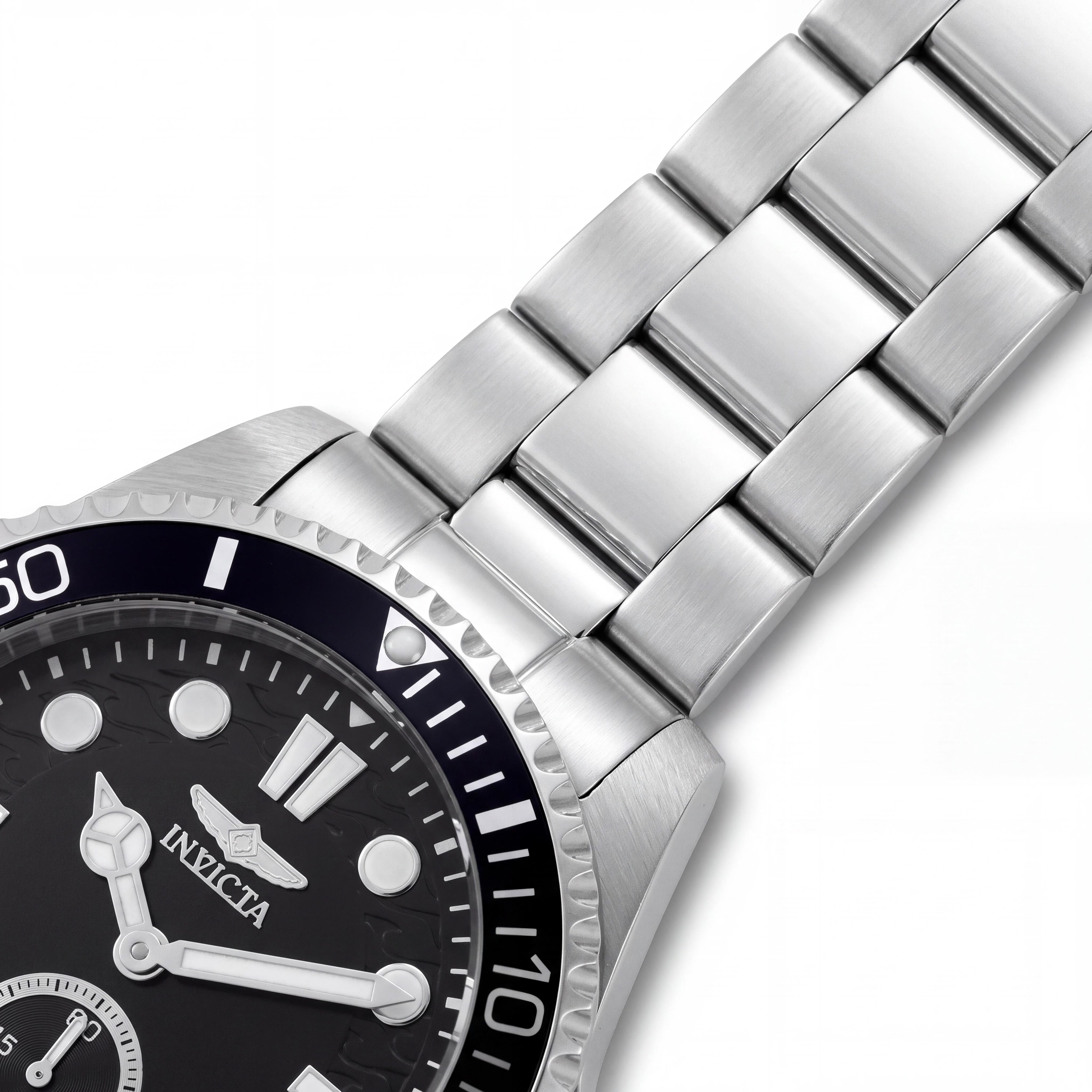 Invicta Pro Diver 49437 Men's Silver Stainless Steel Black Dial Quartz Bracelet Watch 43mm 10 ATM Water Resistant, Photo 3