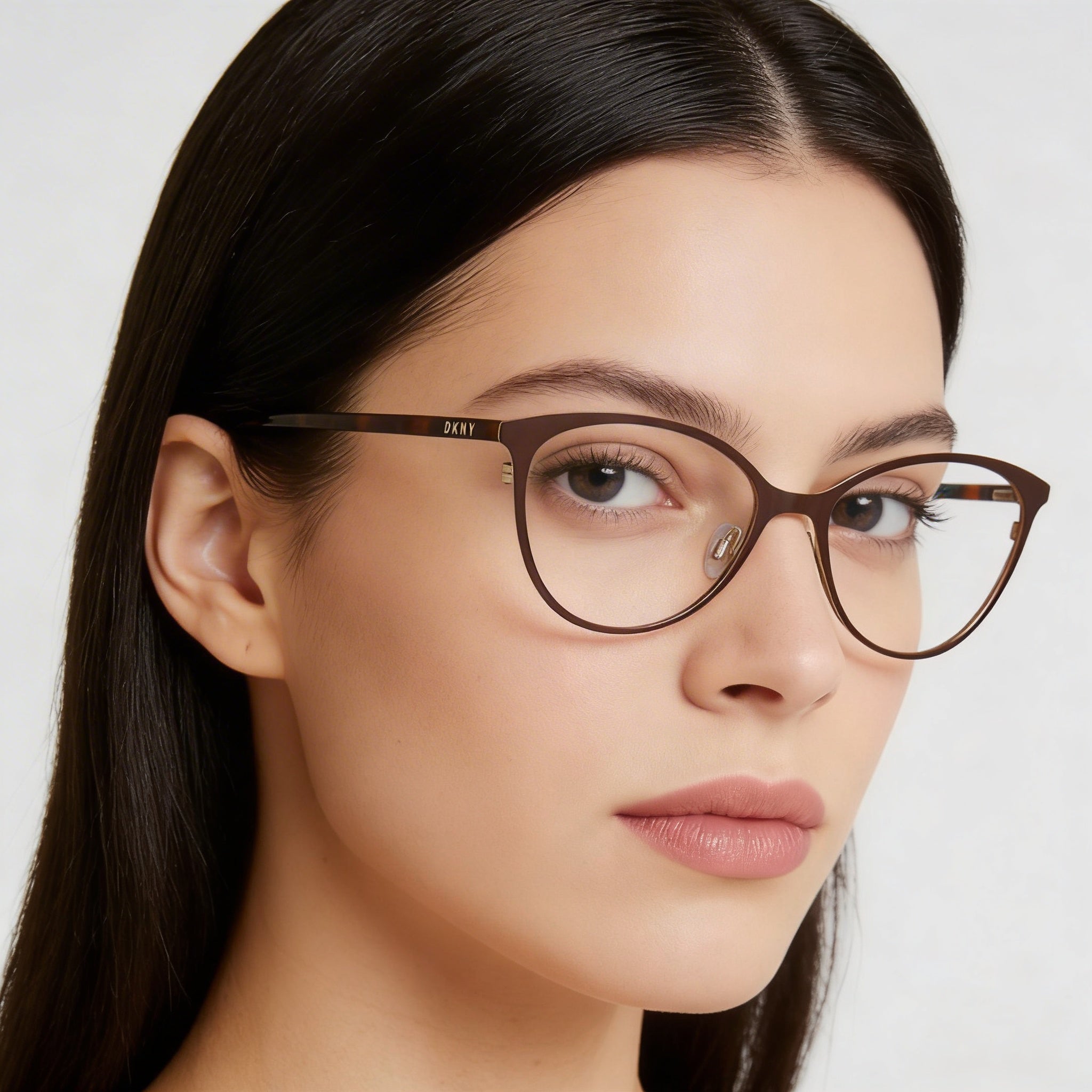 DKNY Dk3001 Women's Eyeglasses with Oval Metal Dark Brown Frame and Clear Lenses 51mm, Photo 4