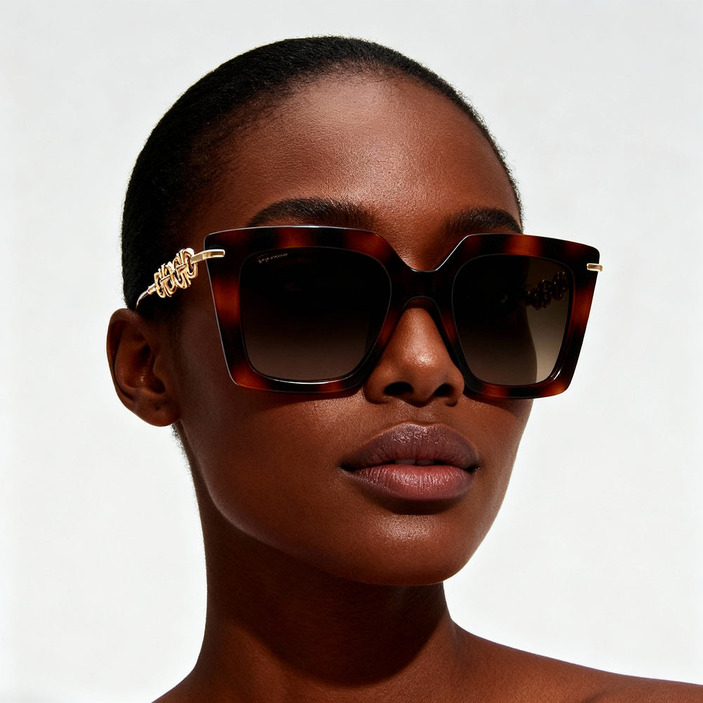 Gafas de sol clásicas Salvatore Ferragamo para mujer, montura de acero aleado, color Havana clásico, lentes de policarbonato no polarizado, 51-22-145