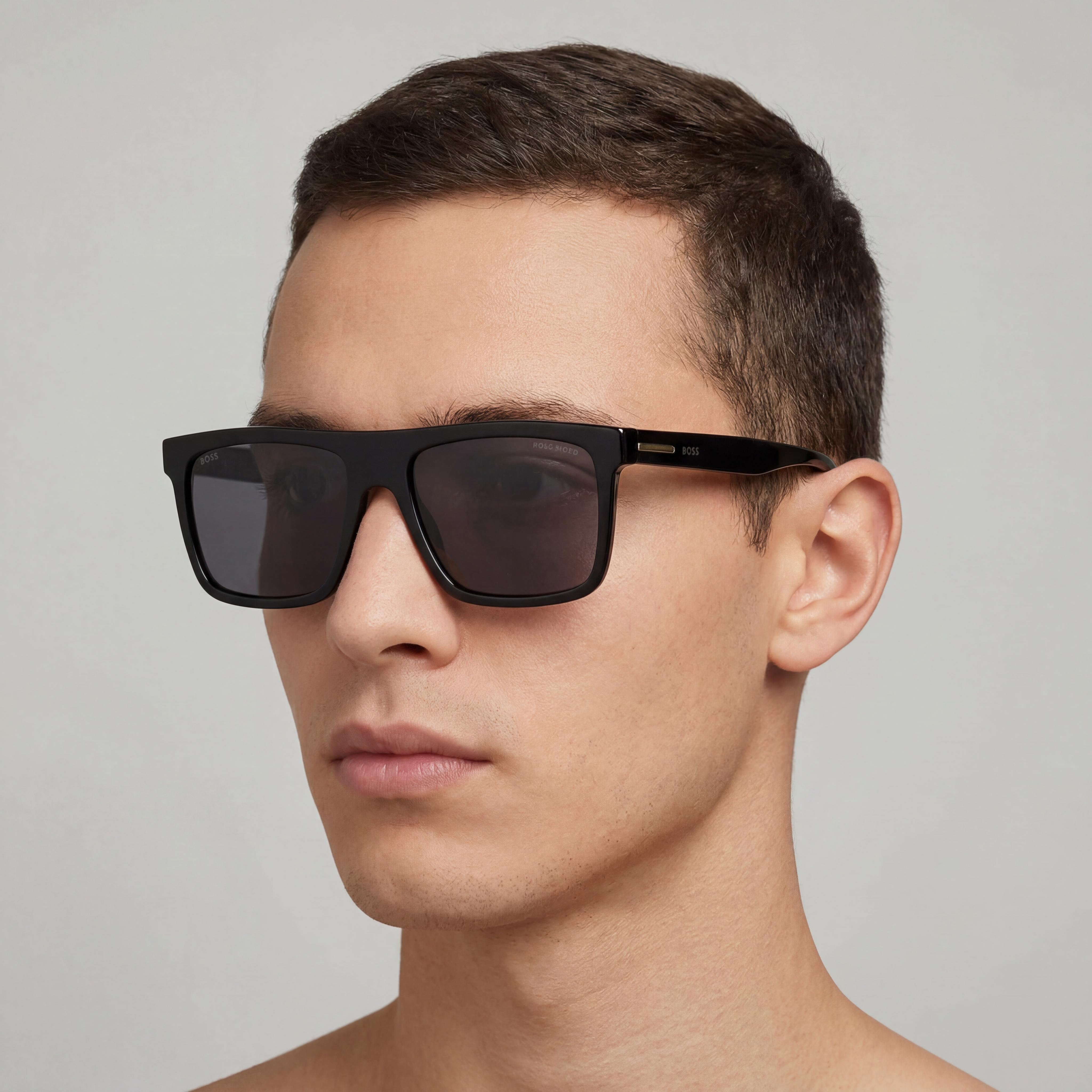 Hugo Boss 1440/S Unisex Square Acetate Black Grey Frame Gray Gradient Polarized UV Protection Sunglasses 59-17-150, Photo 5