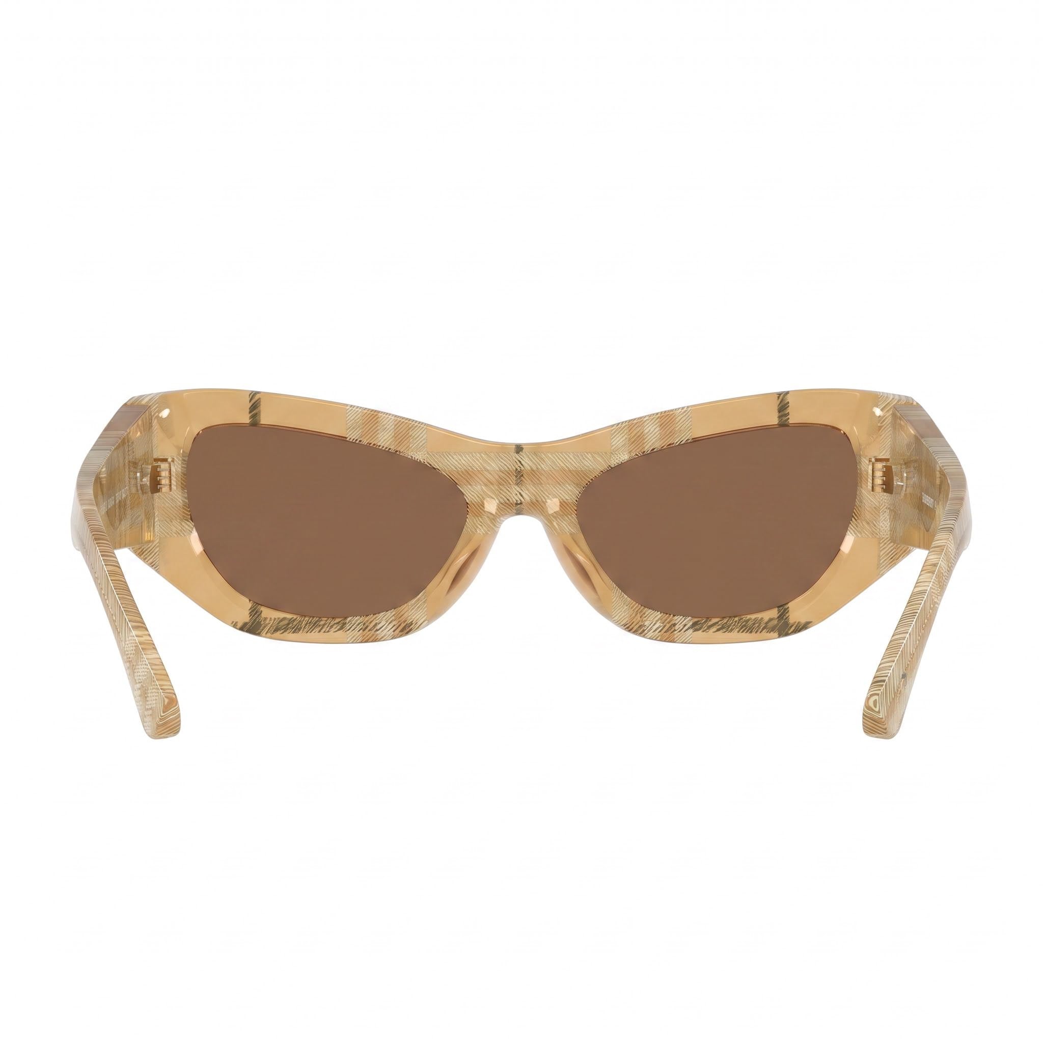 Gafas de sol unisex modernas BURBERRY, montura beige, lentes beis a cuadros no polarizadas (puente de 19 mm, patilla de 145 mm), Photo 3