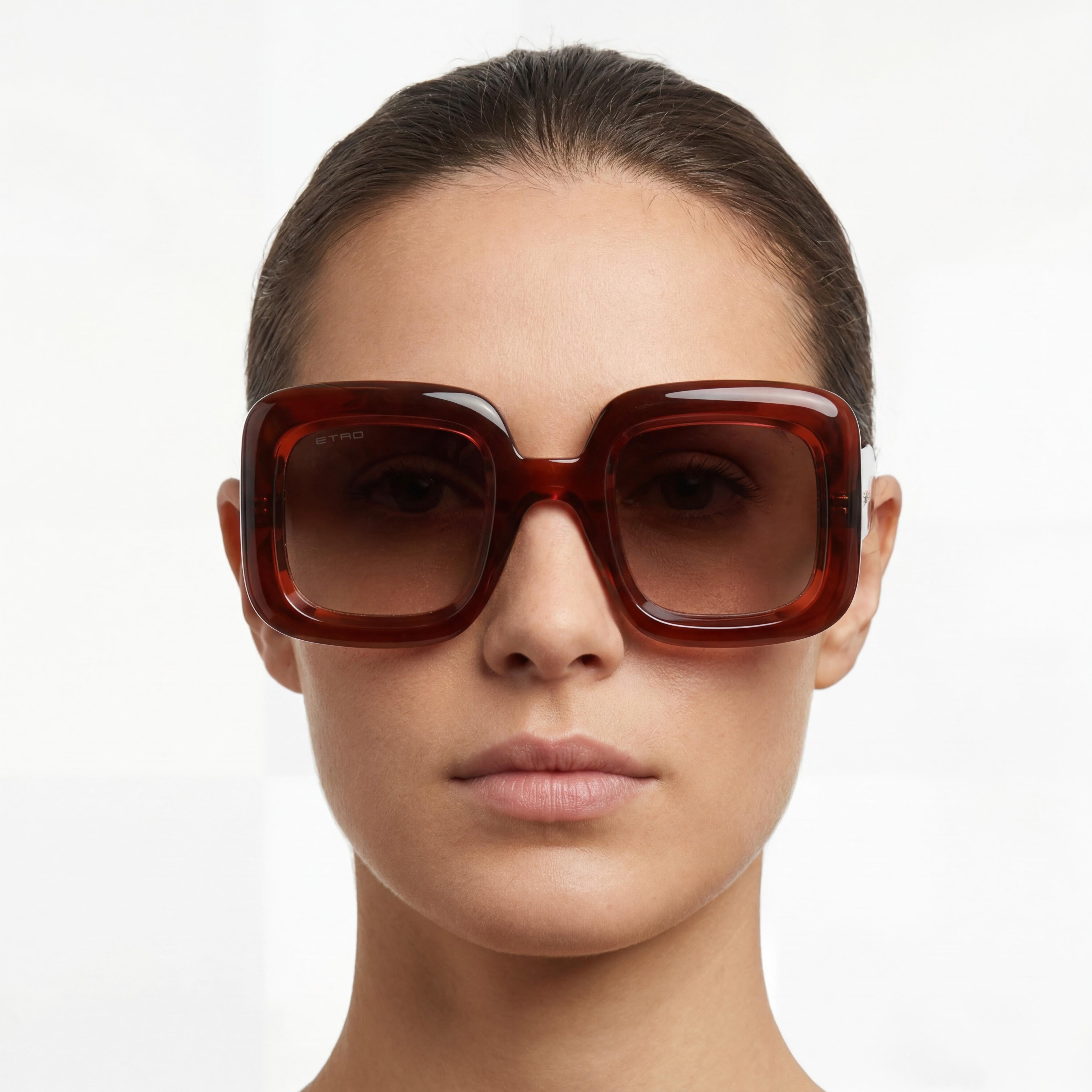 Etro ETRO 0015/S Women's Casual Sunglasses, Brick Brown Shaded Polyamide Frame, Brown Shaded Non-Polarized Lenses, 48mm, Photo 5