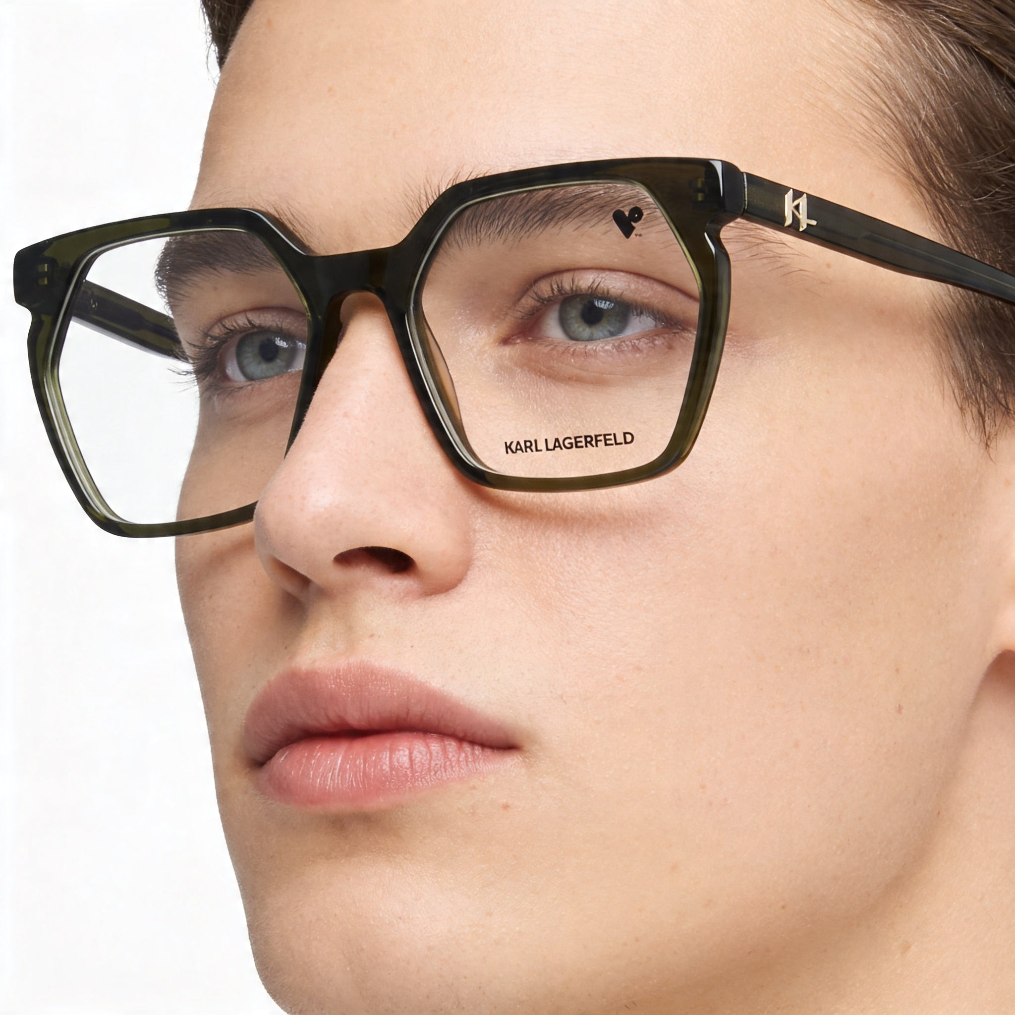 KARL LAGERFELD Modern KL6093 Unisex Khaki Acetate Frame Sunglasses with Blue Mirror Lenses, 54mm, Photo 4